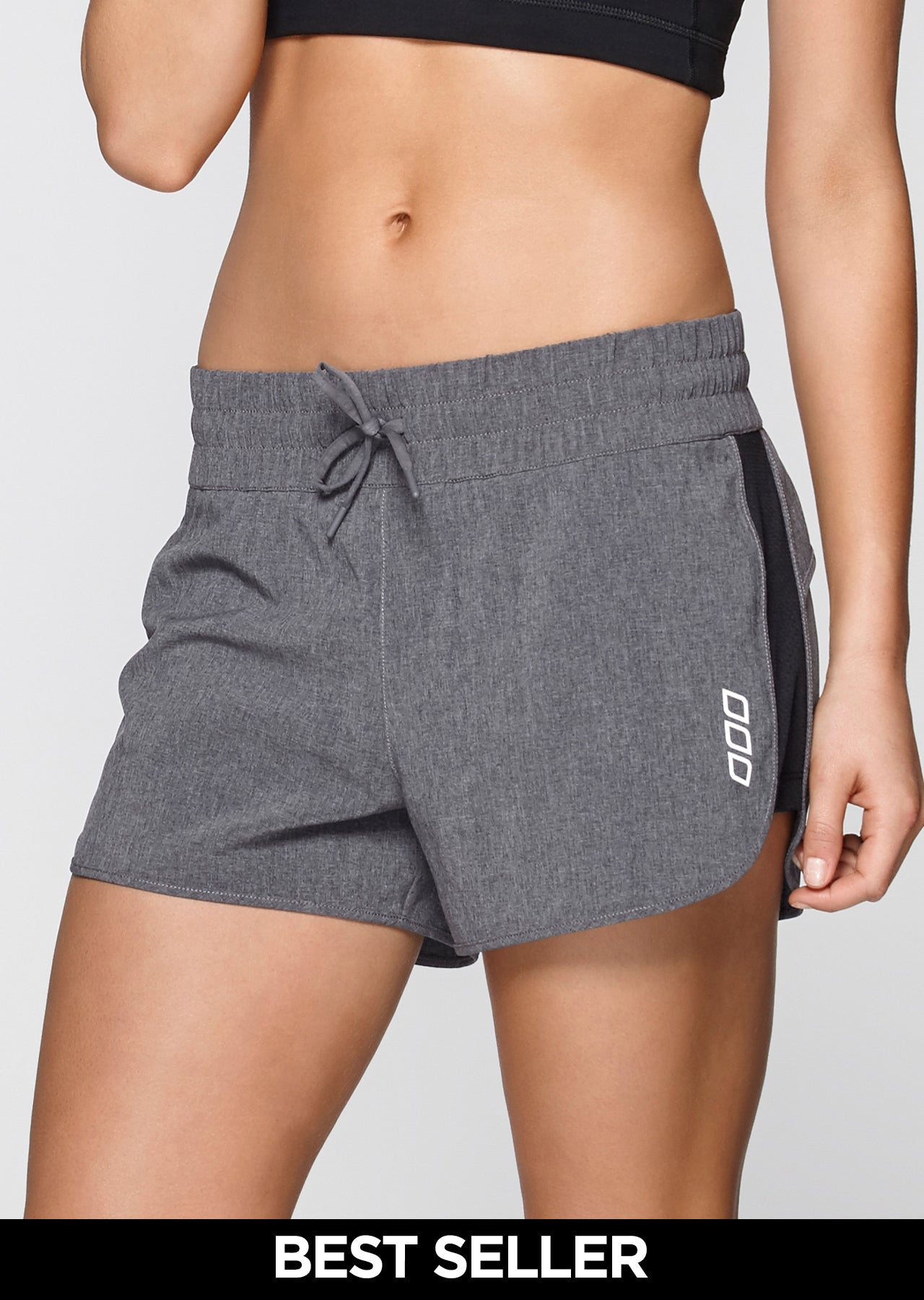 Lorna Jane Triple Play Run Shorts - Black Marl