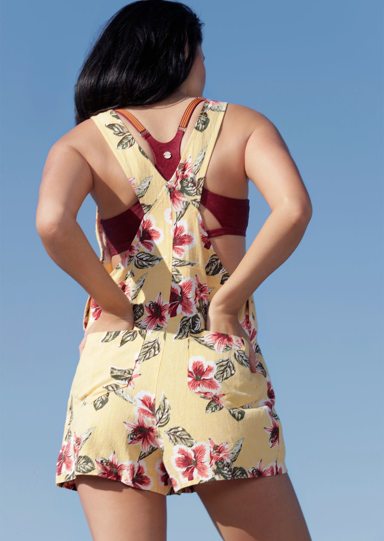 Lorna Jane Tropics Linen Short Overalls - Vintage Tropic Print