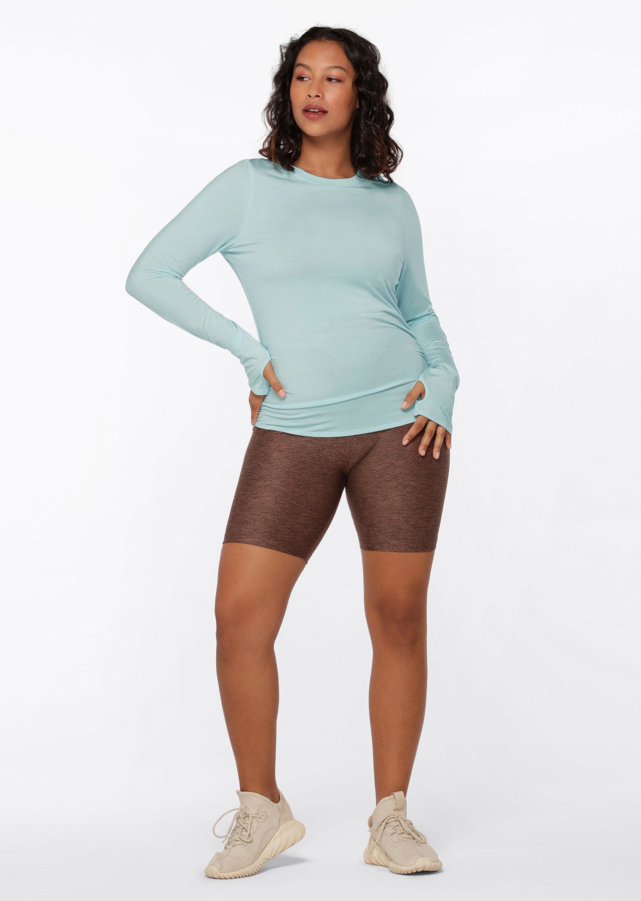 Lorna Jane Turn Up Merino Blend Long Sleeve Top - Morning Sky