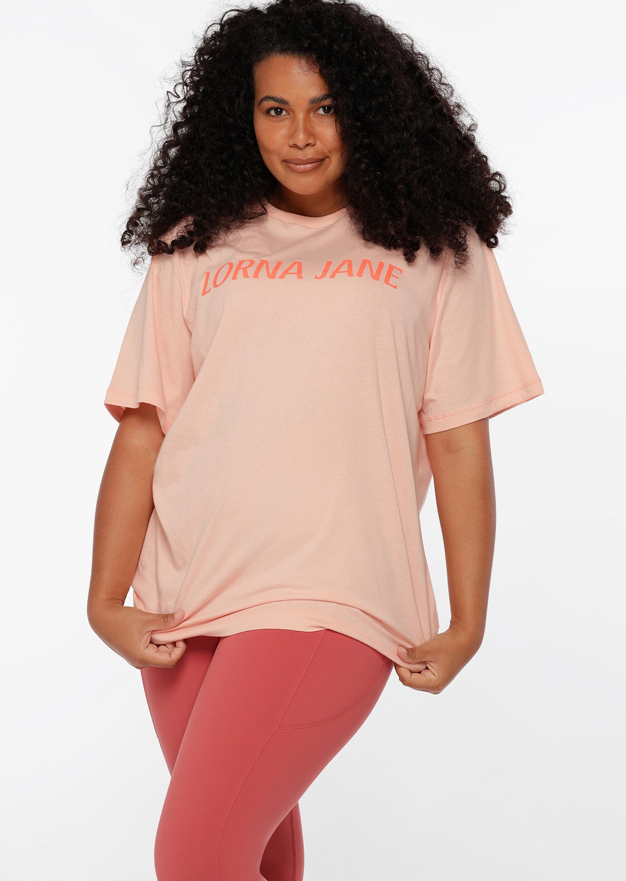 Lorna Jane Peachy Active Oversized Tee - Dusty Peach