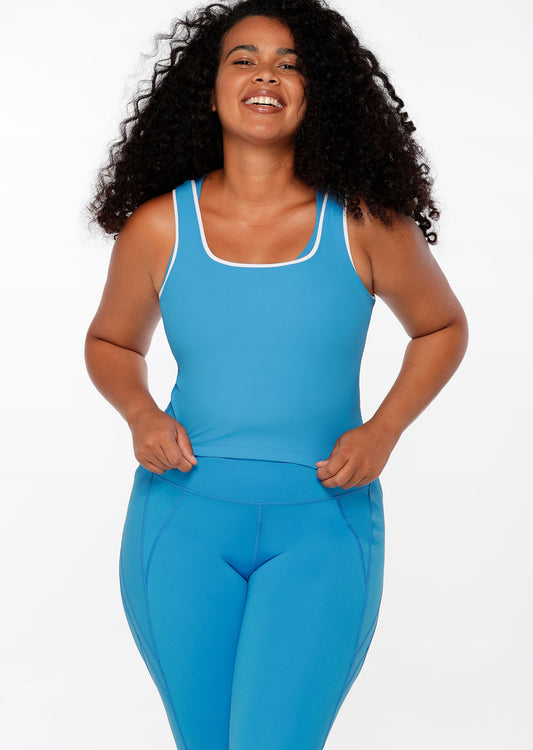 Lorna Jane Represent Active Cropped Rib Tank - Capri Blue