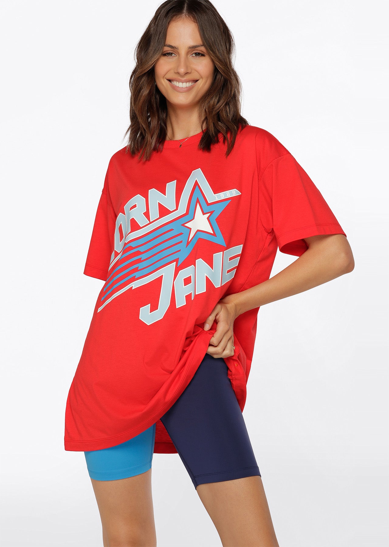 Lorna Jane Game Day Oversized Tee - Hot Tomato