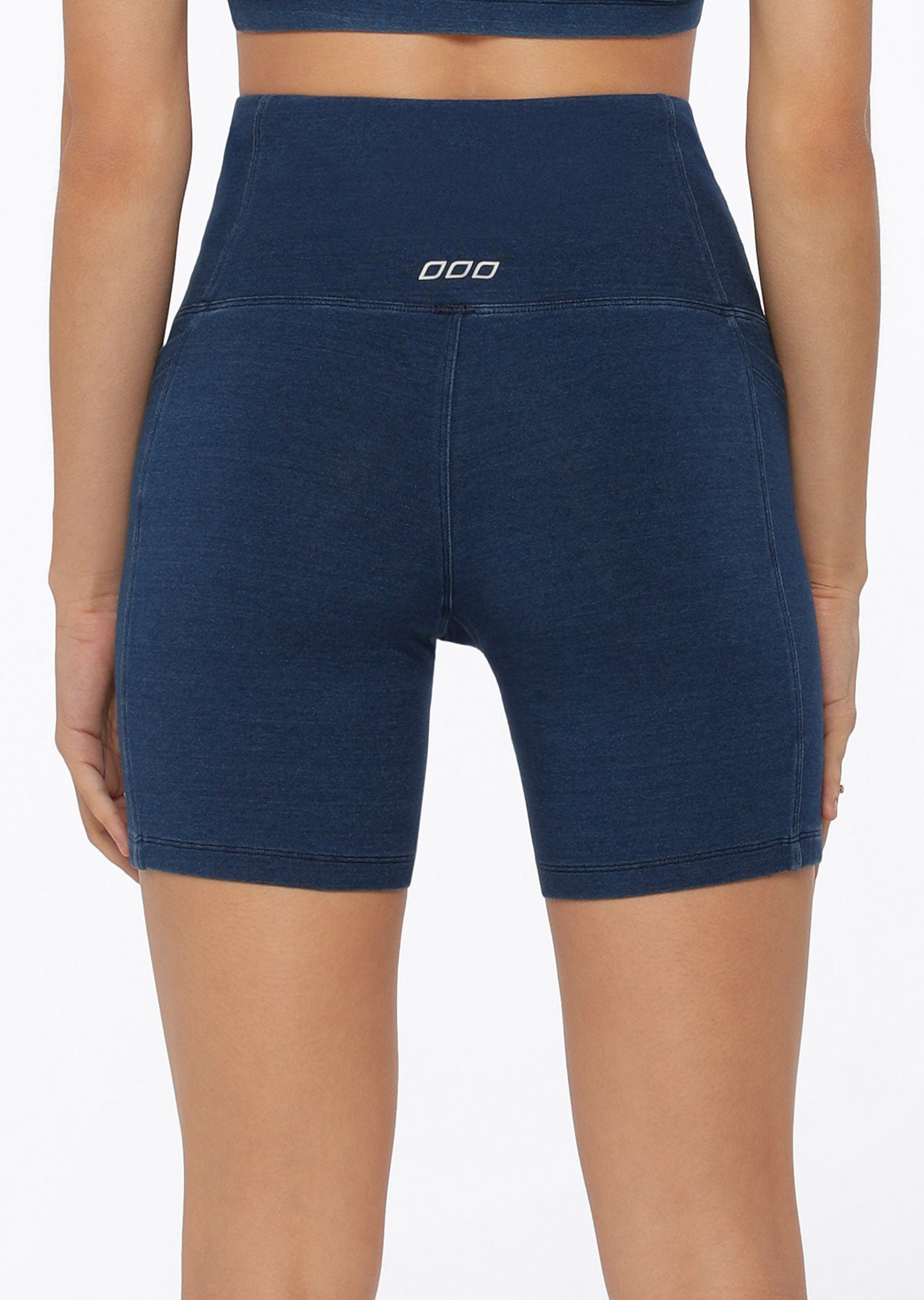 Lorna Jane Denim Diva Phone Pocket Bike Shorts - Denim Blue