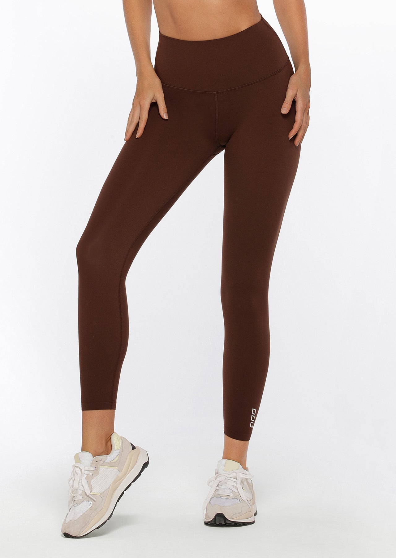 Lorna Jane Hi-Fold Lotus Ankle Biter Leggings - Espresso