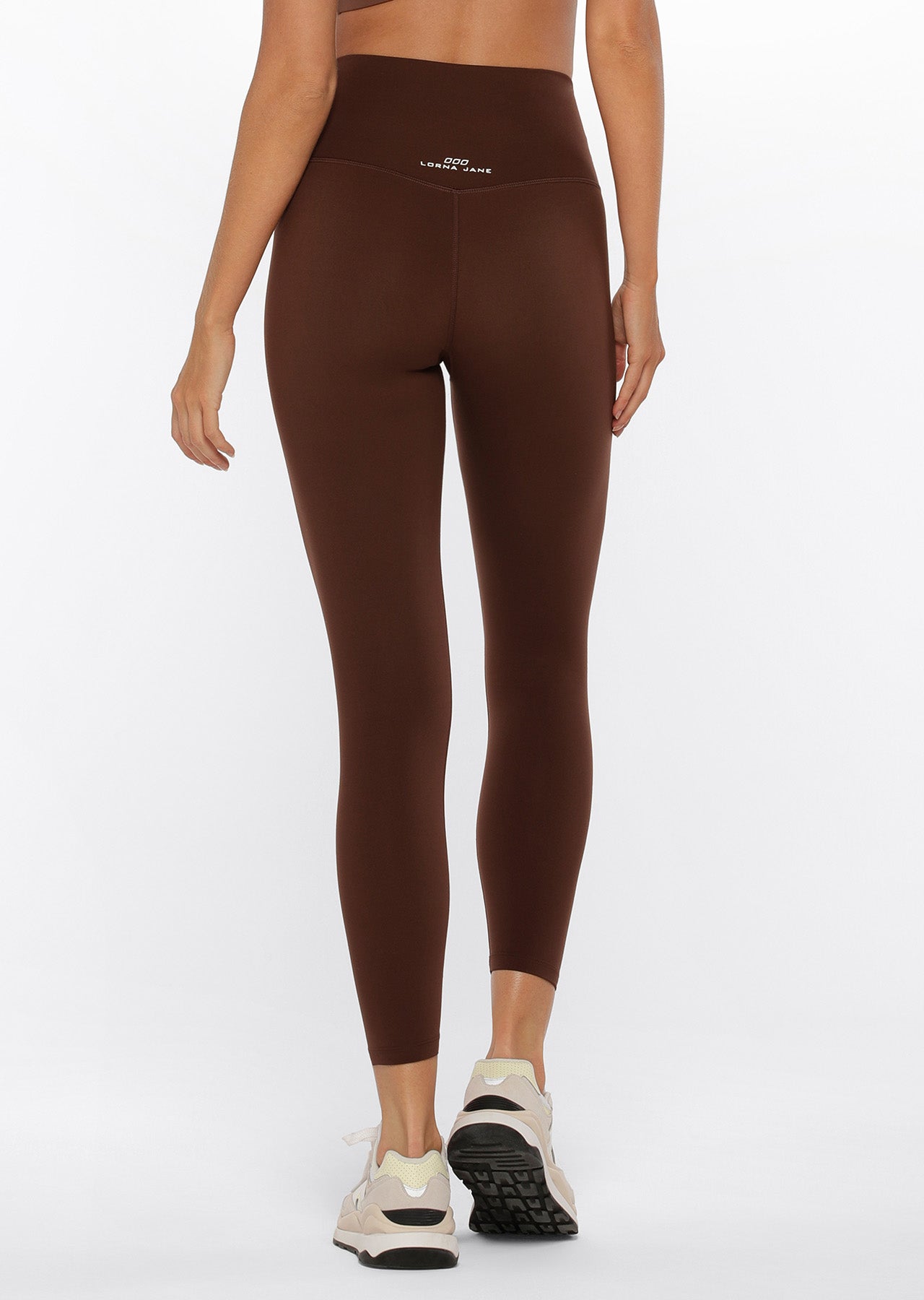Lorna Jane Hi-Fold Lotus Ankle Biter Leggings - Espresso