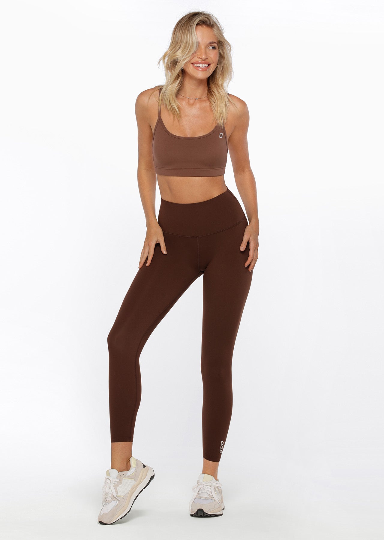Lorna Jane Hi-Fold Lotus Ankle Biter Leggings - Espresso