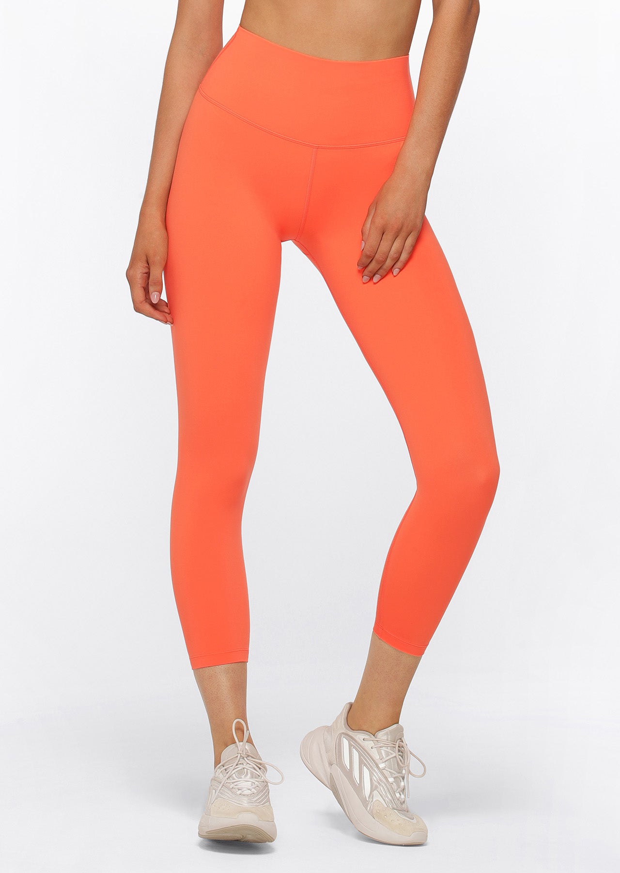 Lorna Jane Hi-Fold Lotus Ankle Biter Leggings - Satsuma