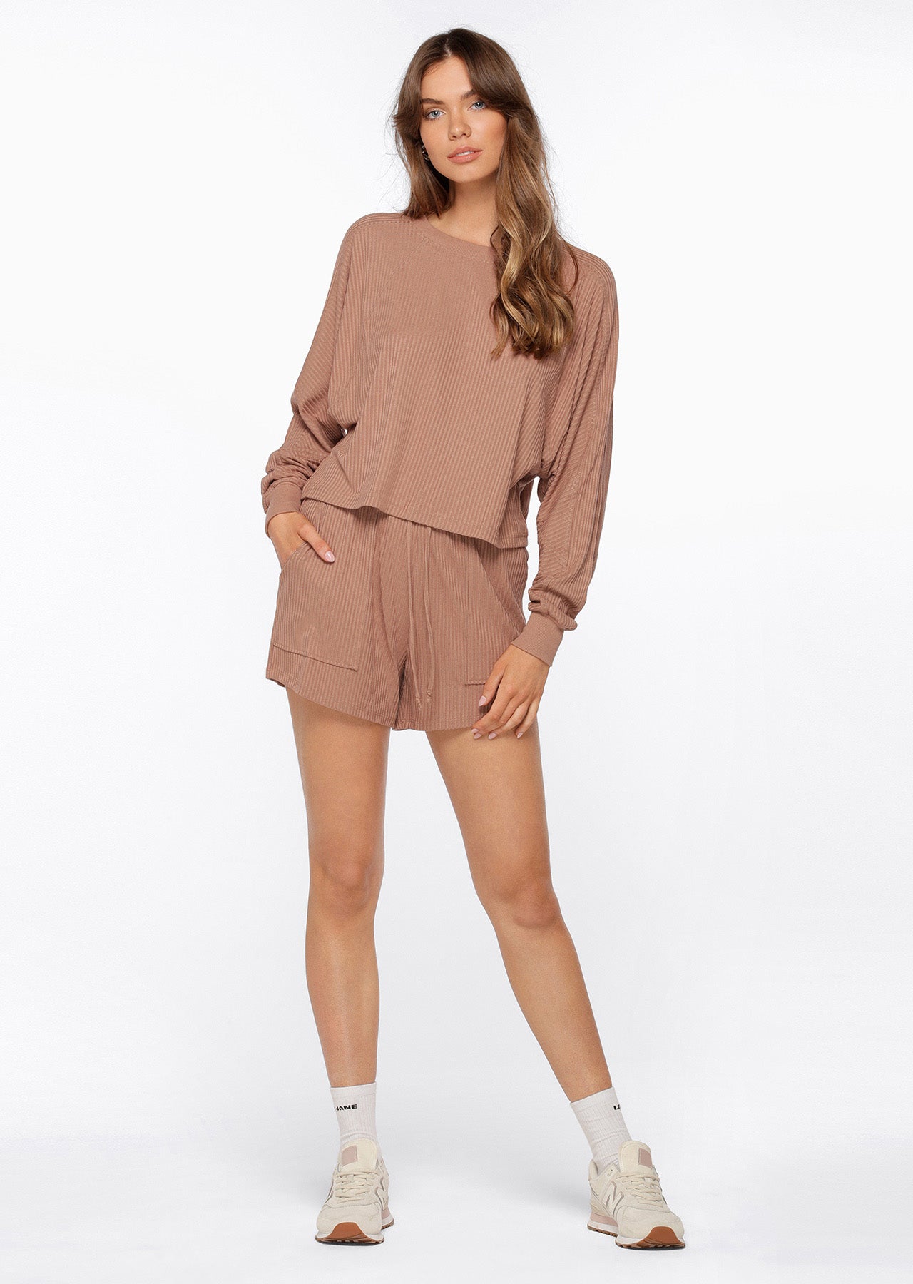 Lorna Jane Rest And Relax Rib Sweat - Walnut