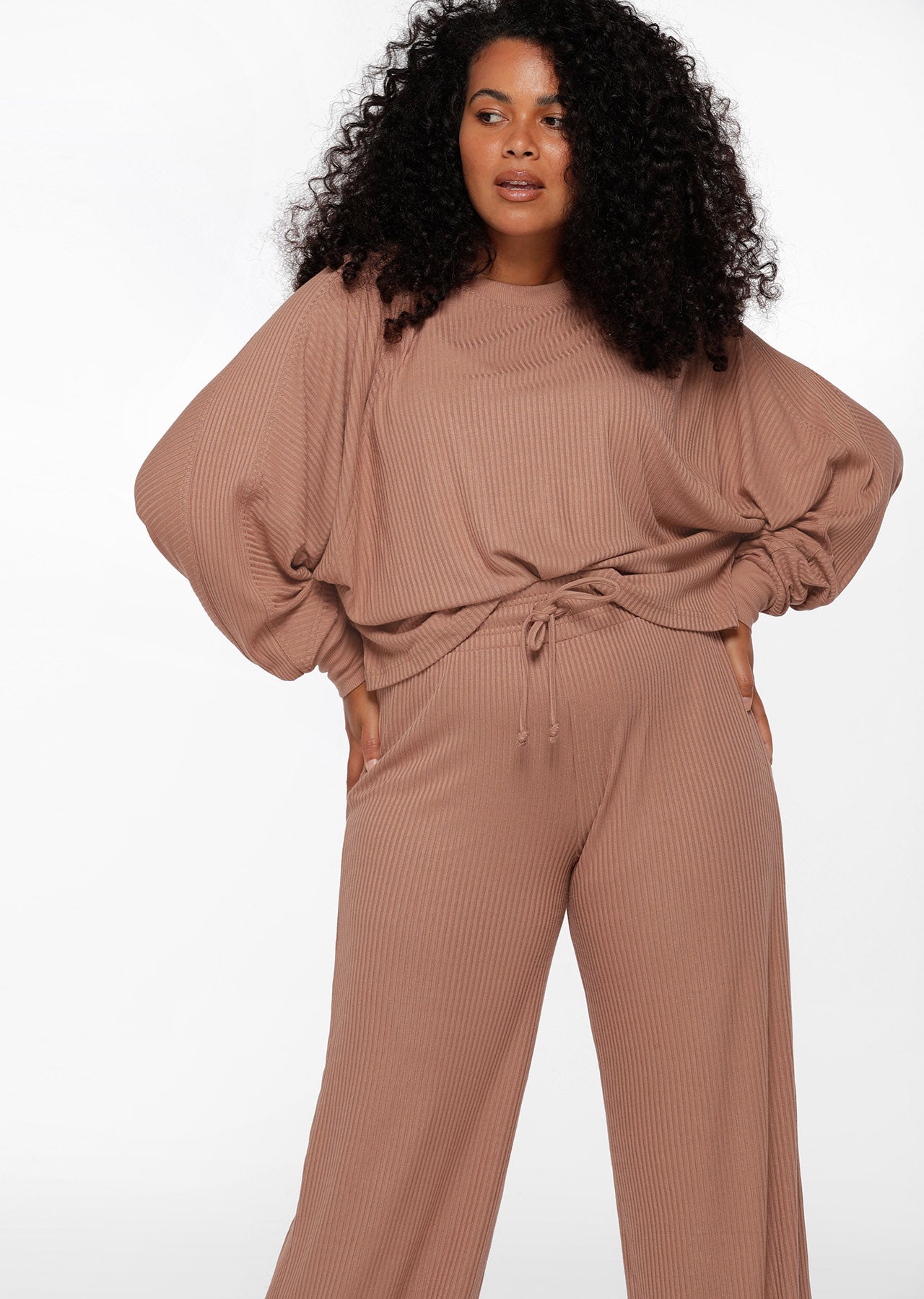 Lorna Jane Rest And Relax Rib Sweat - Walnut