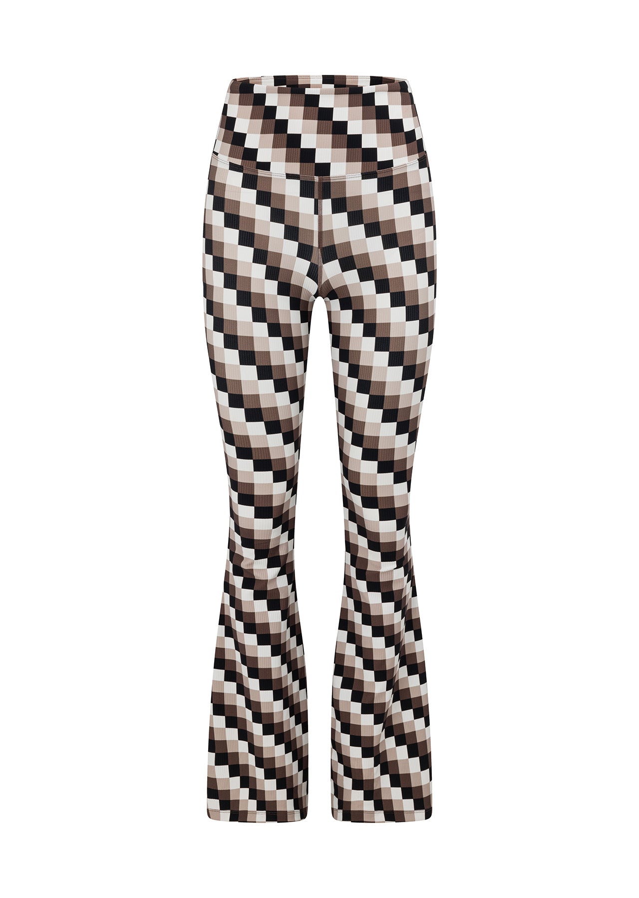 Lorna Jane Retro Check Ribbed Flares - Retro Check Print