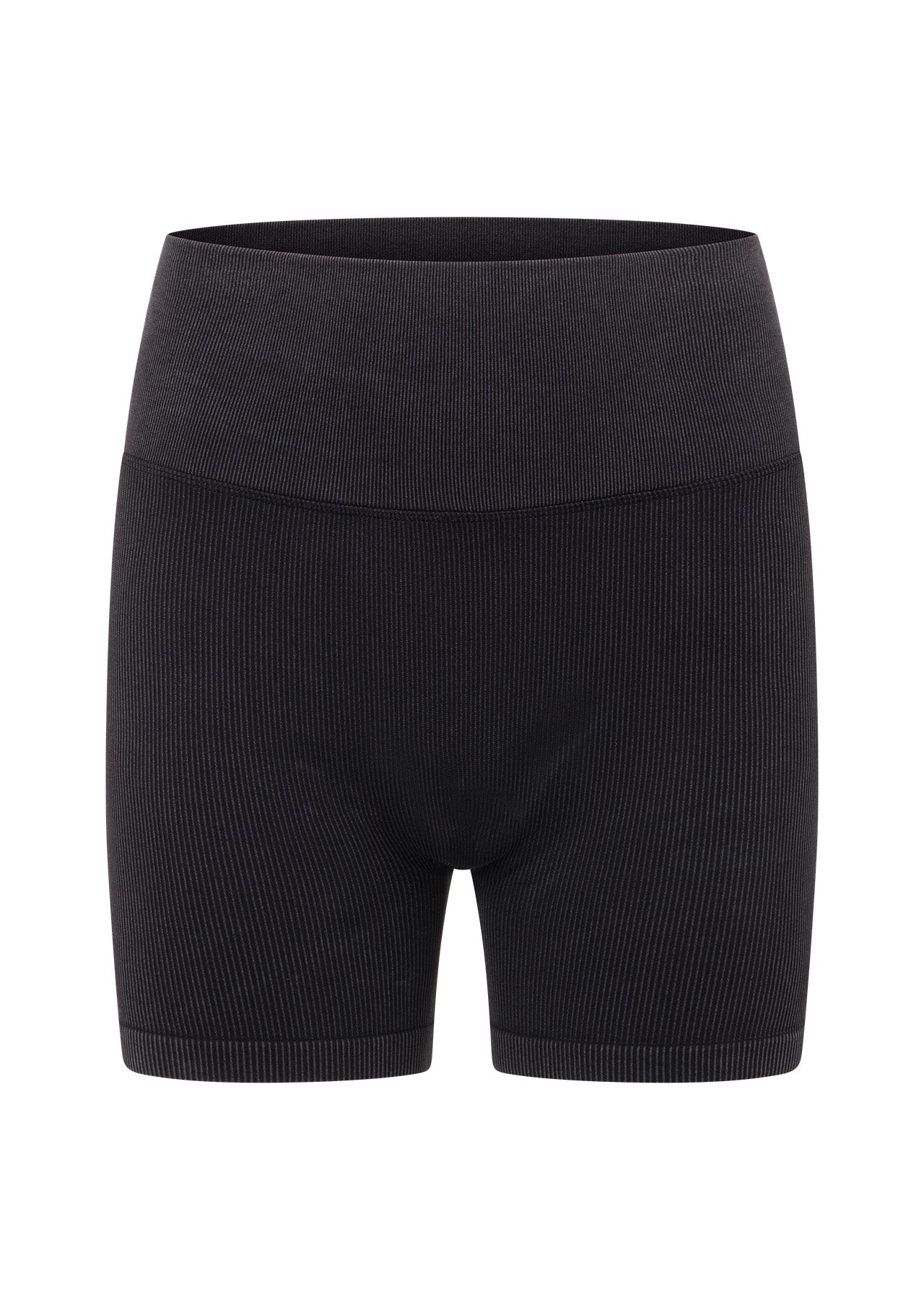 Lorna Jane It Girl Wide Ribbed Seamless 12cm Bike Shorts - Washed Black