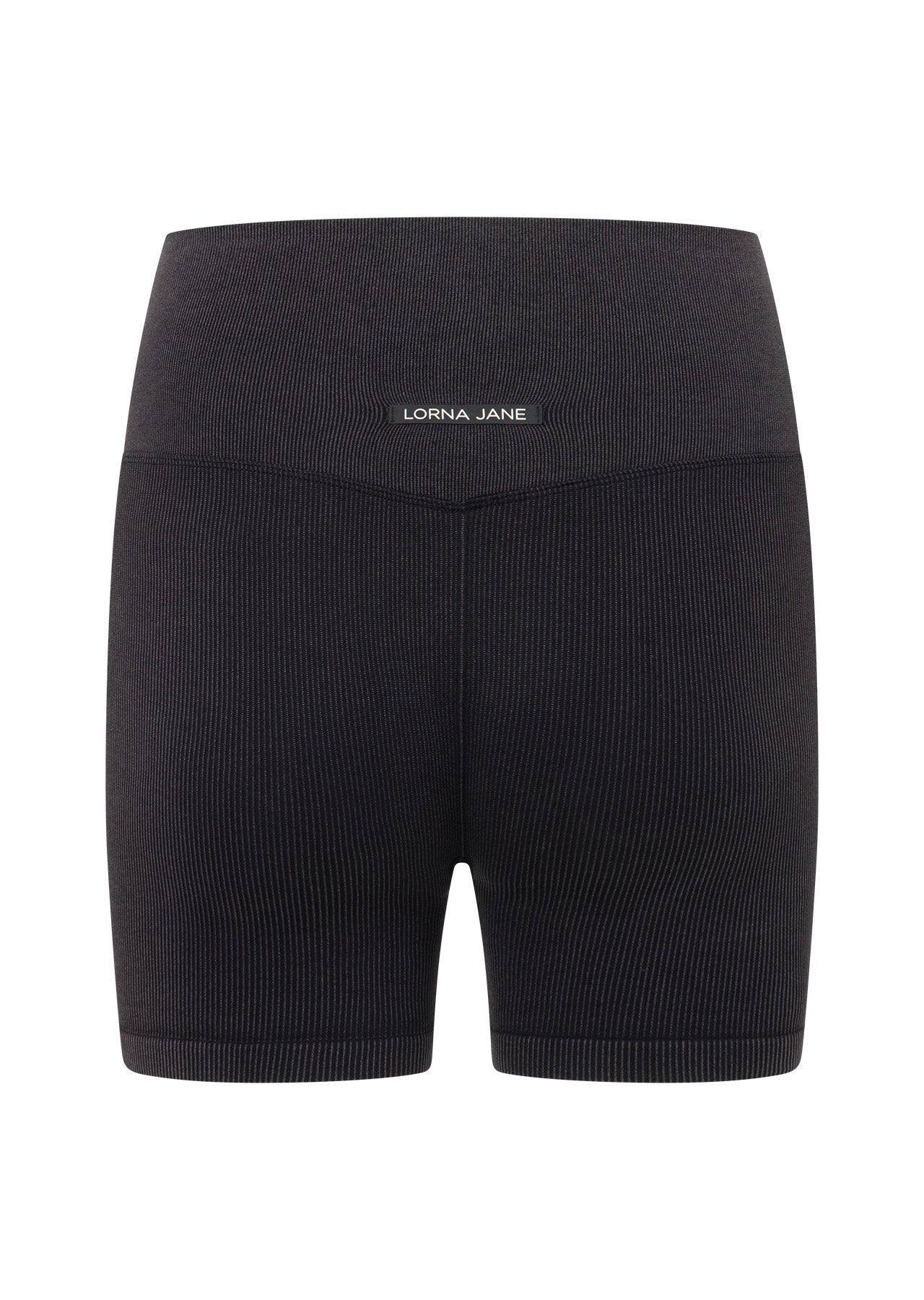 Lorna Jane It Girl Wide Ribbed Seamless 12cm Bike Shorts - Washed Black
