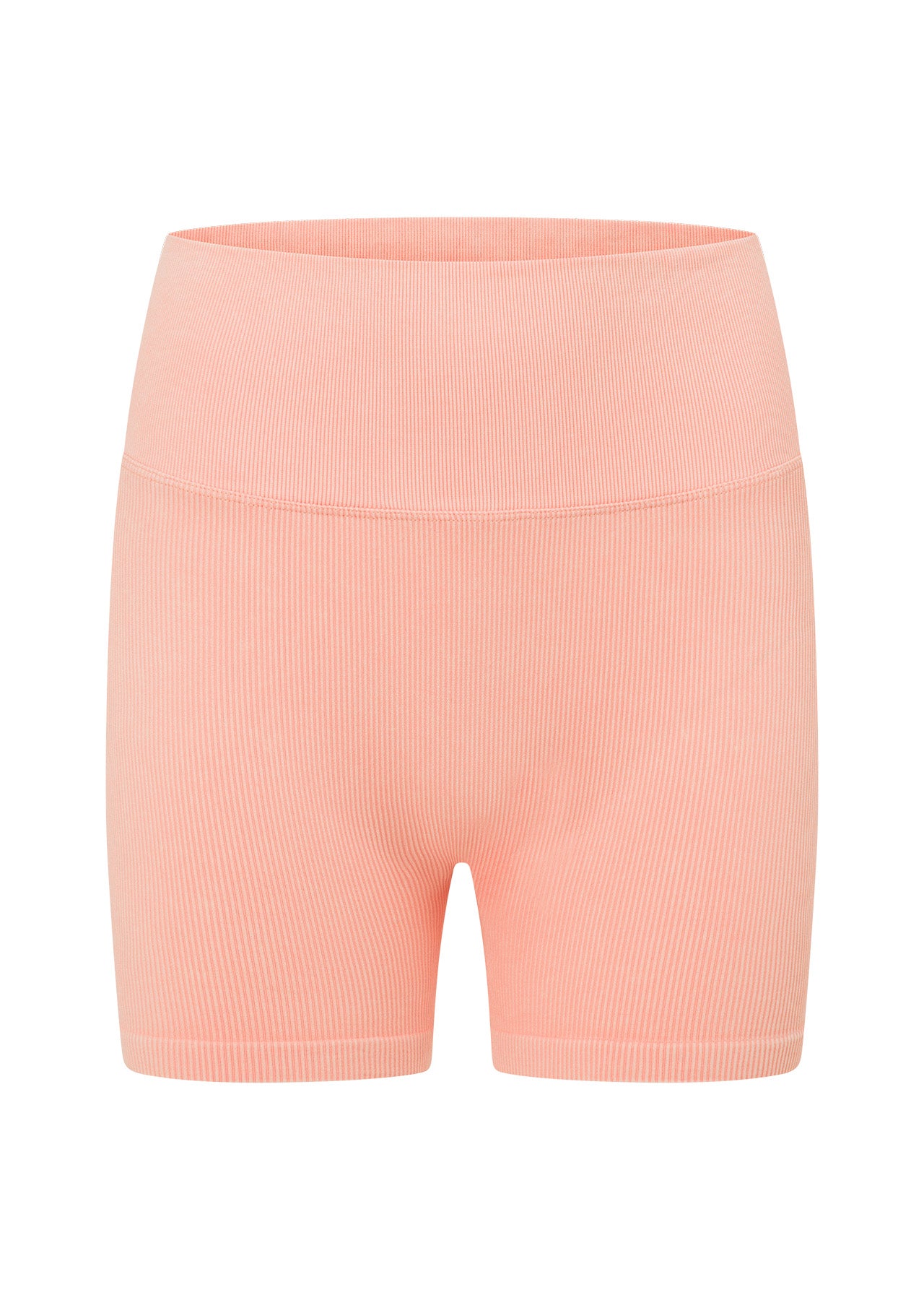 Lorna Jane It Girl Wide Ribbed Seamless 12cm Bike Shorts - Washed Peach