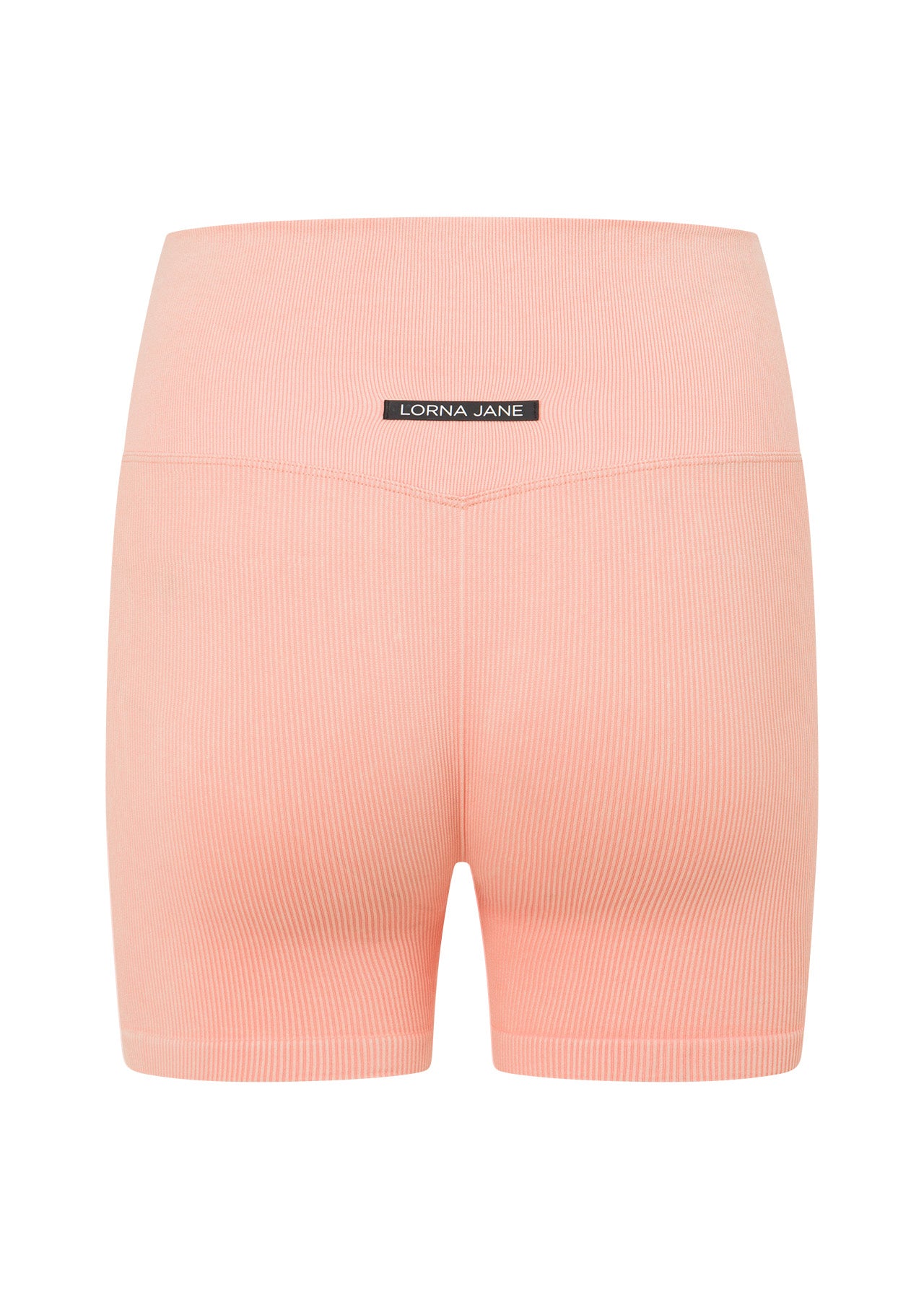 Lorna Jane It Girl Wide Ribbed Seamless 12cm Bike Shorts - Washed Peach
