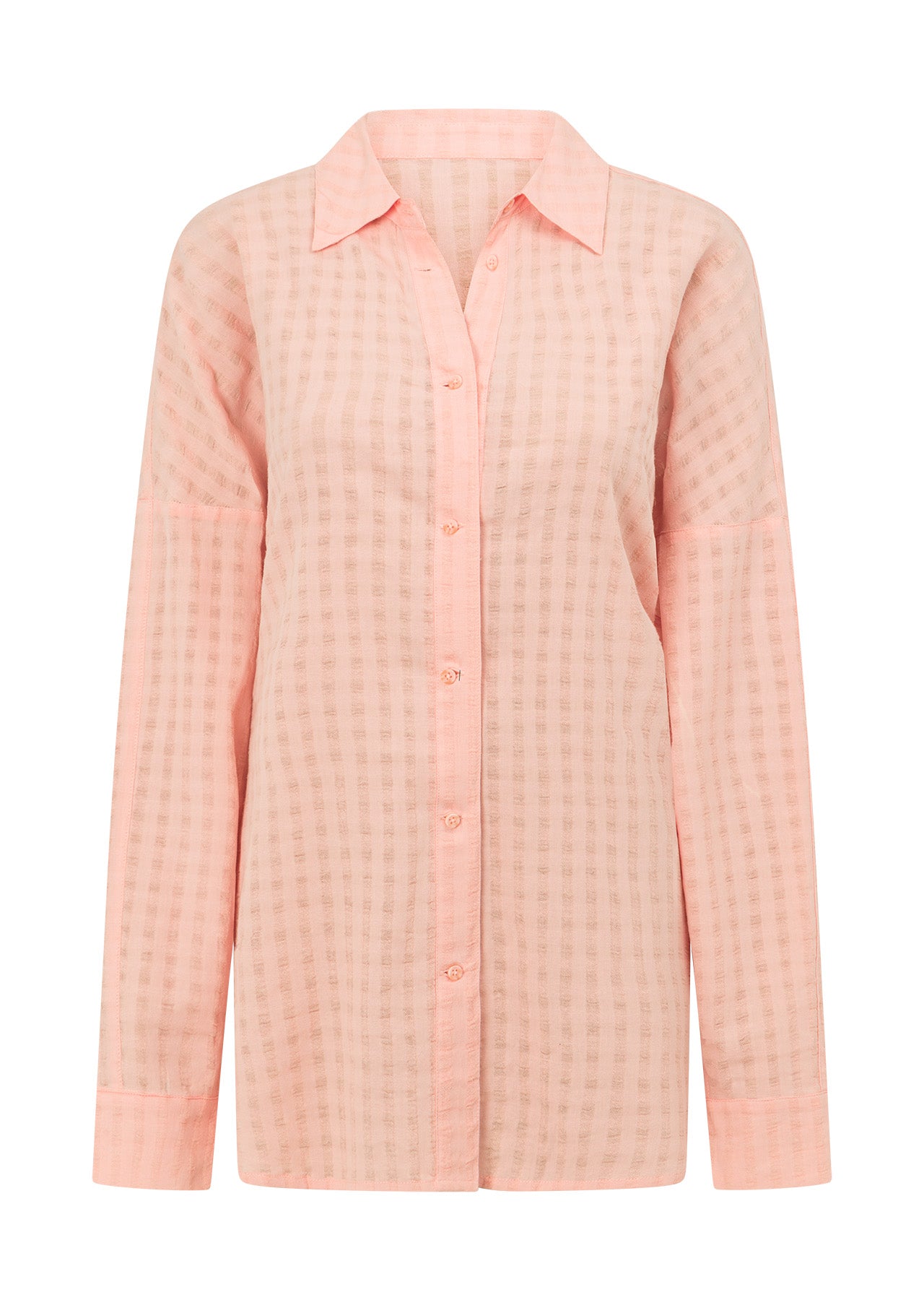 Lorna Jane Summer Stripe Textured Shirt - Peach