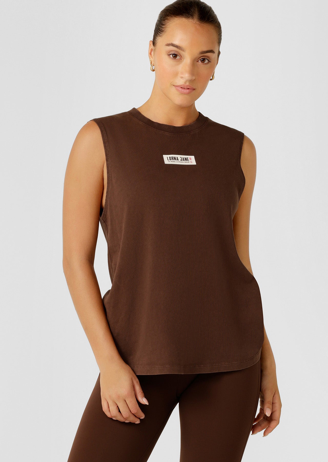Lorna Jane Conquer Washed Muscle Tank - Washed Espresso