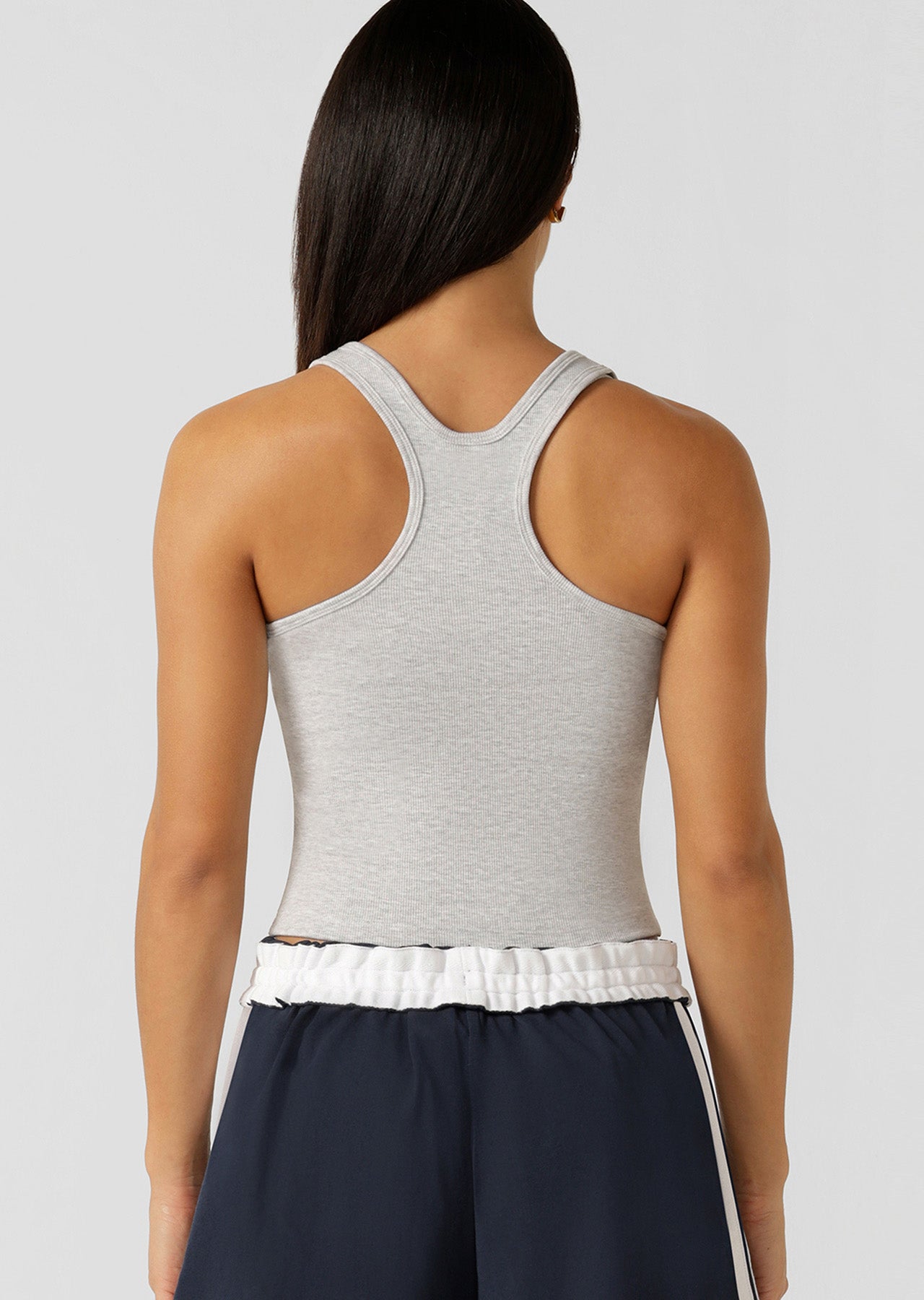Lorna Jane Muse Rib Tank - Light Grey Marl