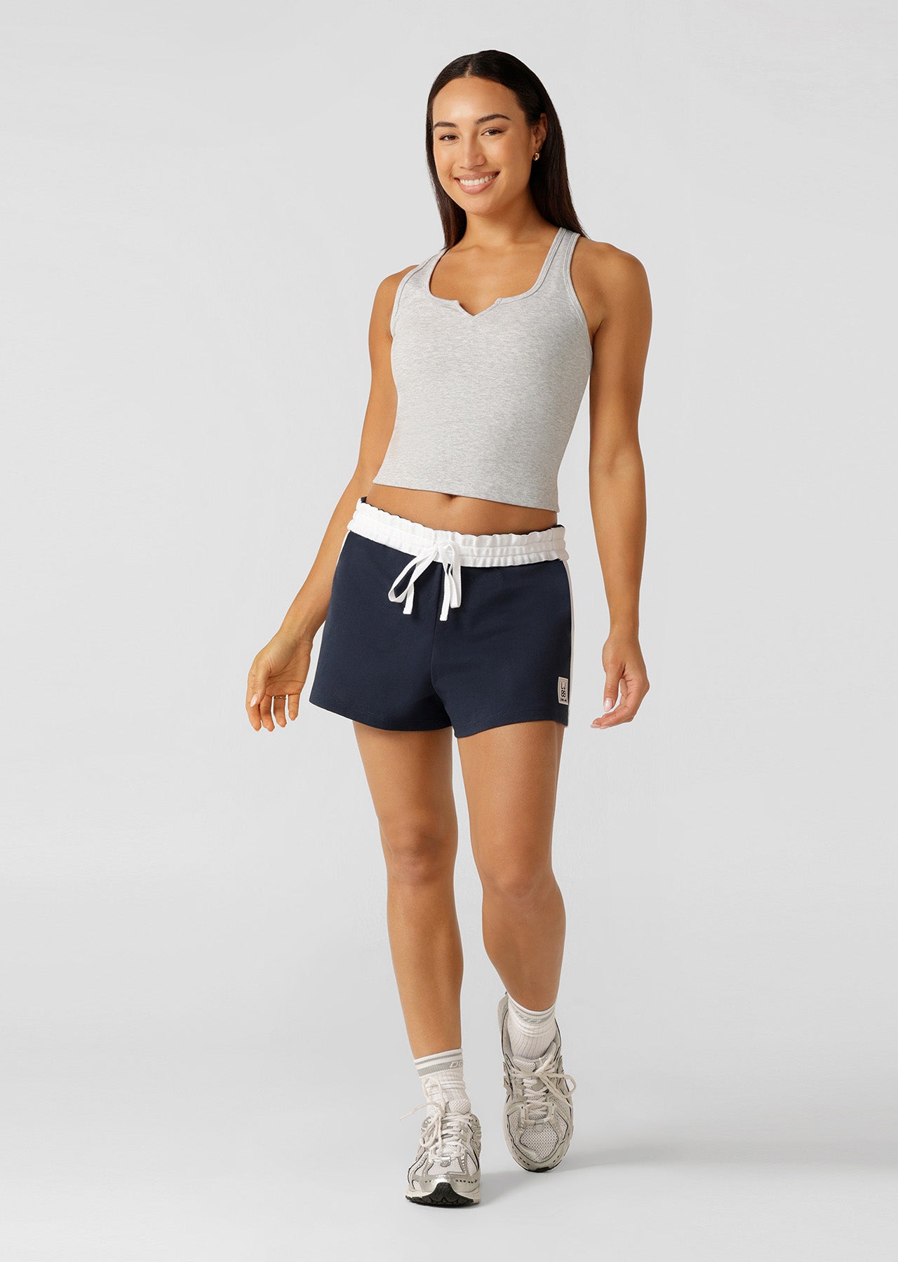 Lorna Jane Muse Rib Tank - Light Grey Marl