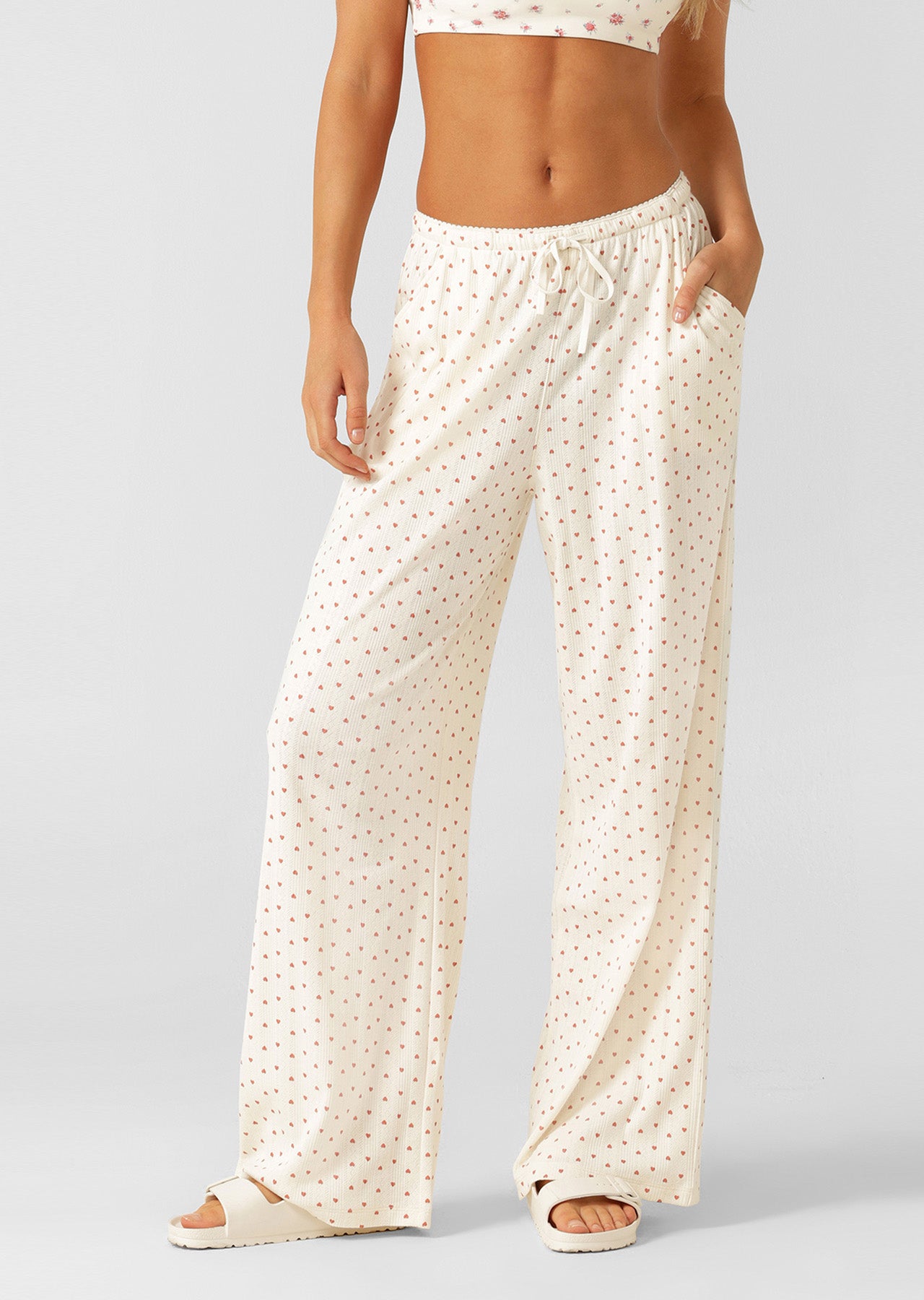 Lorna Jane With Love Lounge Pants - Mini Heart Print Cream