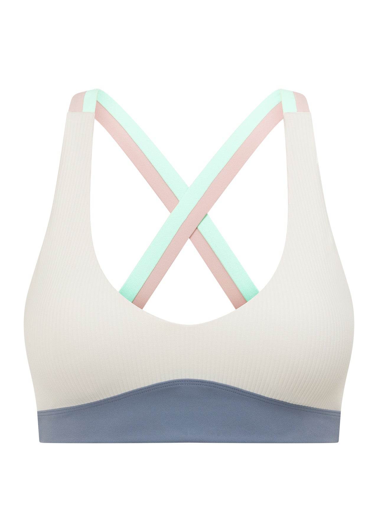 Lorna Jane Set Point High Support Rib Sports Bra - Pastel Multi