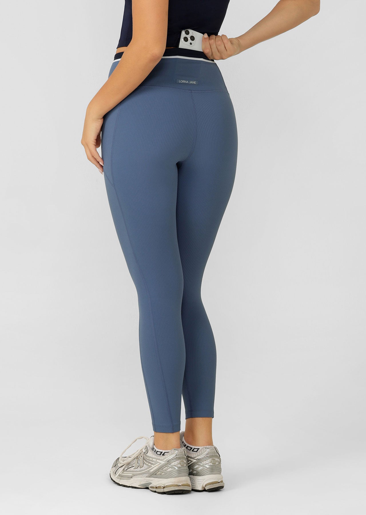 Lorna Jane Baseline Rib Ankle Biter Leggings - Misty Blue
