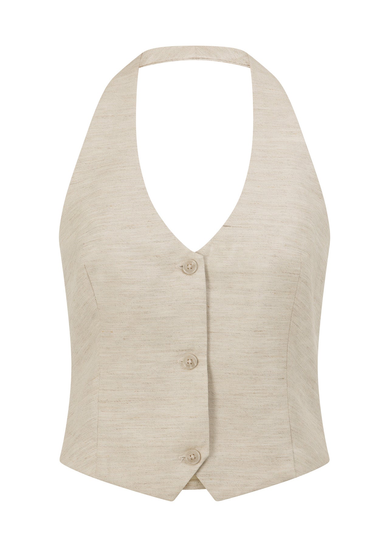 Lorna Jane Hamptons Linen Halter Vest - Natural Marl