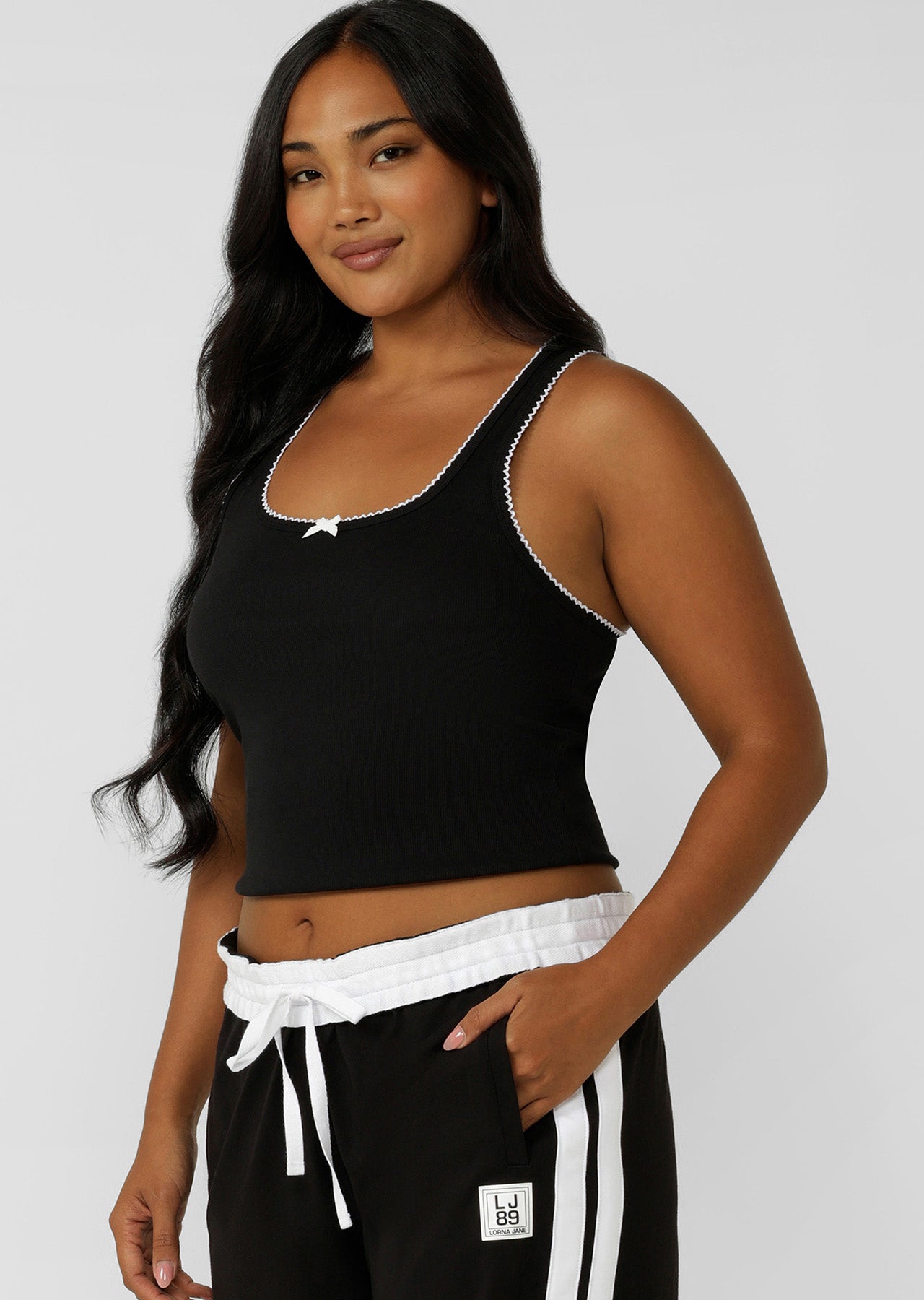Lorna Jane Pretty Sweet Rib Tank - Black
