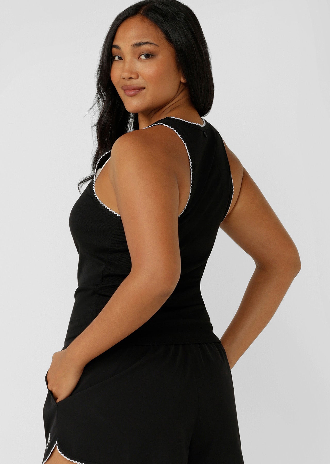 Lorna Jane Pretty Sweet Rib Tank - Black