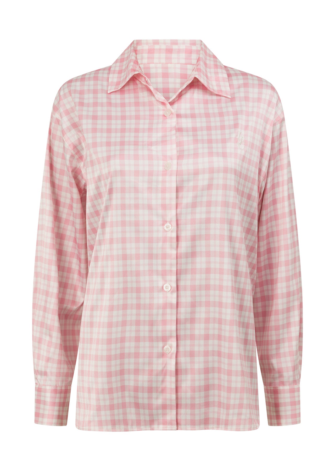 Lorna Jane Love Game Satin Long Sleeve Shirt - Soft Check Print