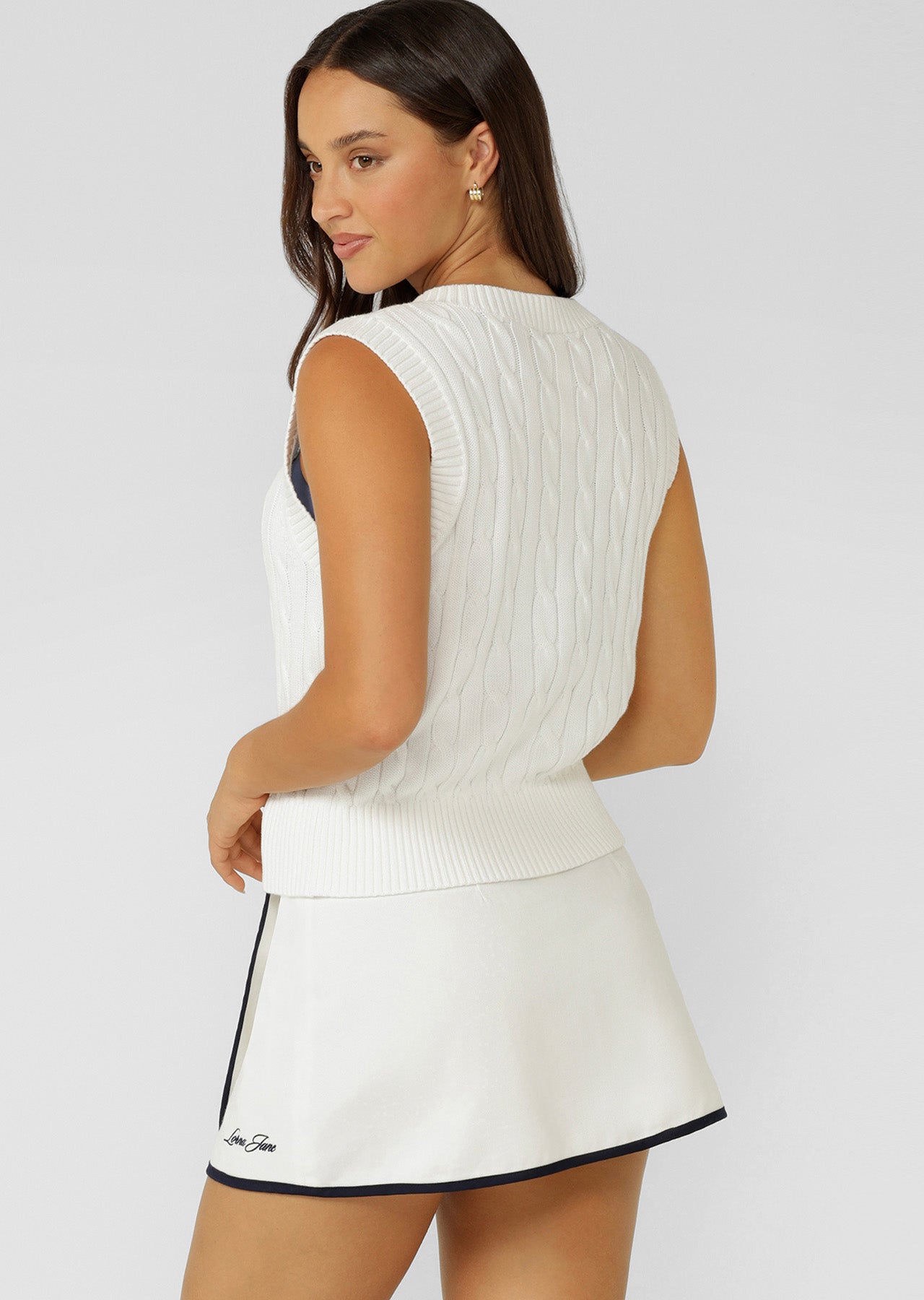 Lorna Jane Country Club Cable Knit Vest - White