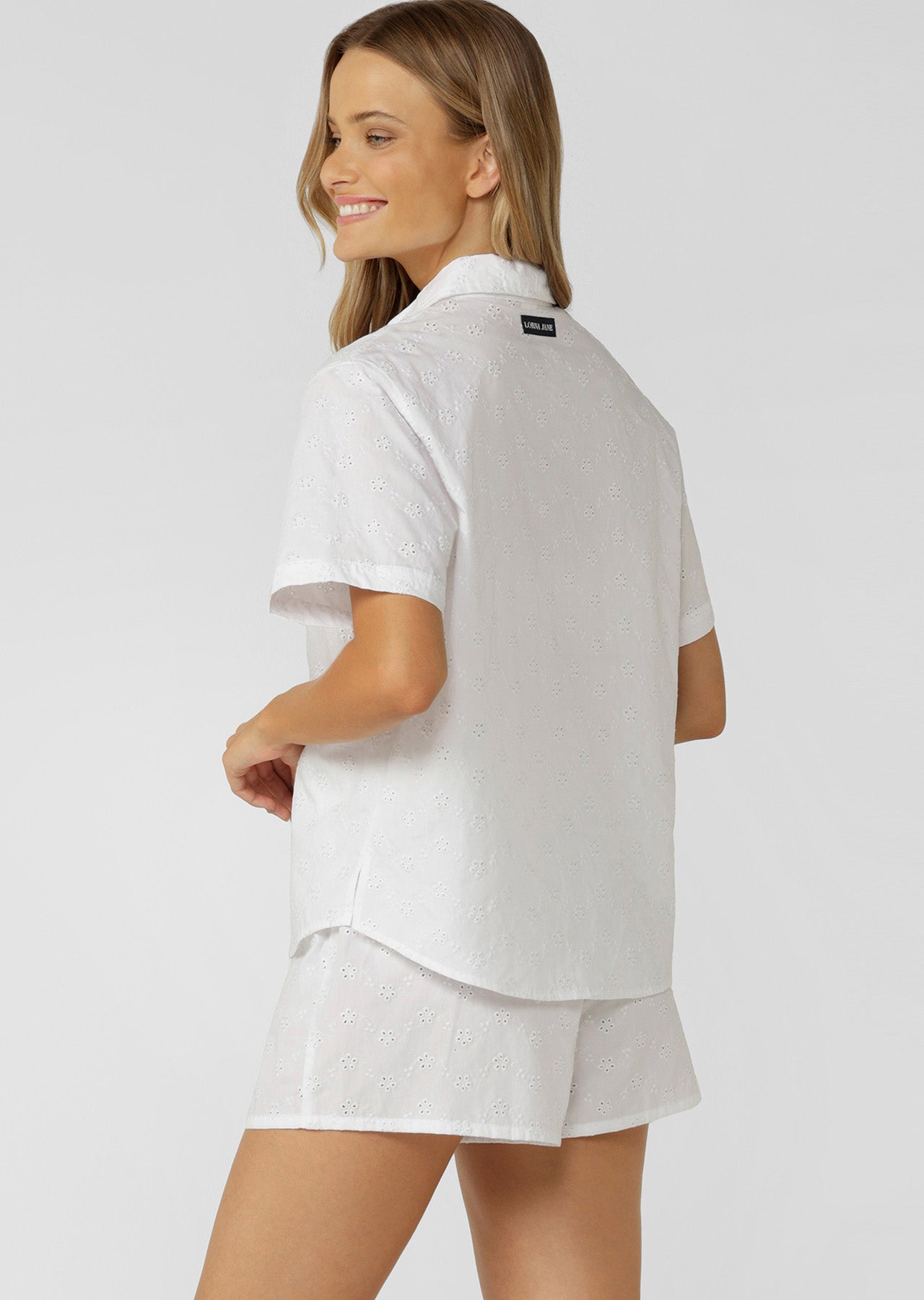 Lorna Jane Cherish Broderie Short Sleeve Shirt - White