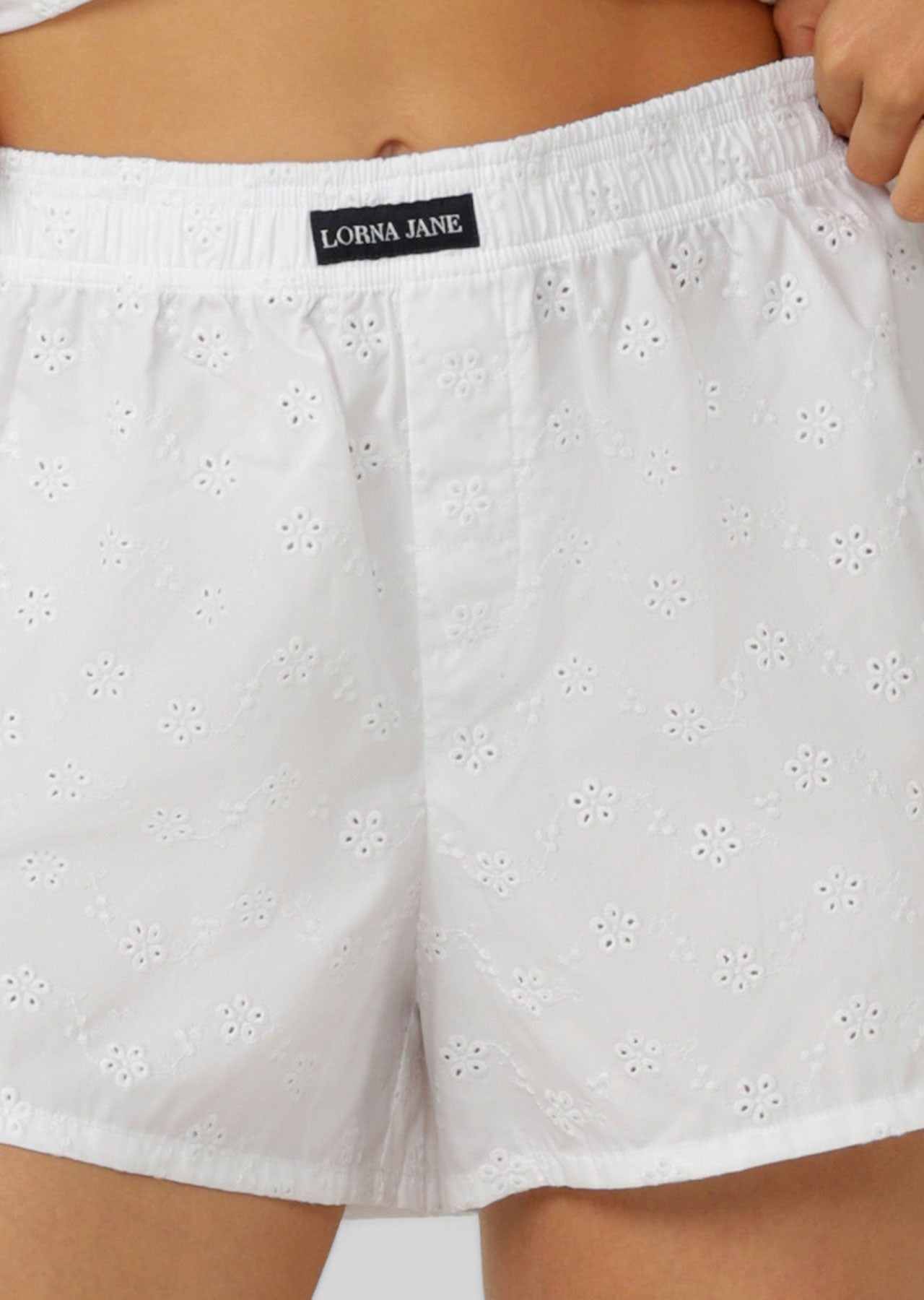 Lorna Jane Cherish Broderie Shorts - White