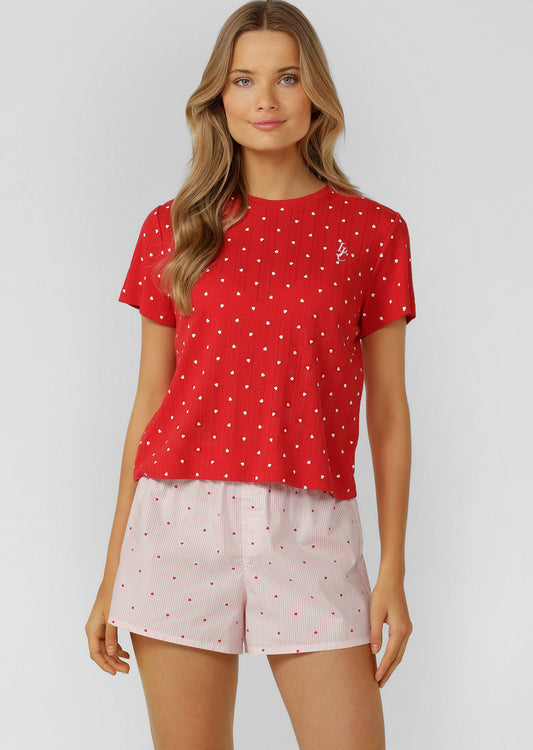 Lorna Jane Mi Amour Pointelle T-Shirt - Mi Amour Print
