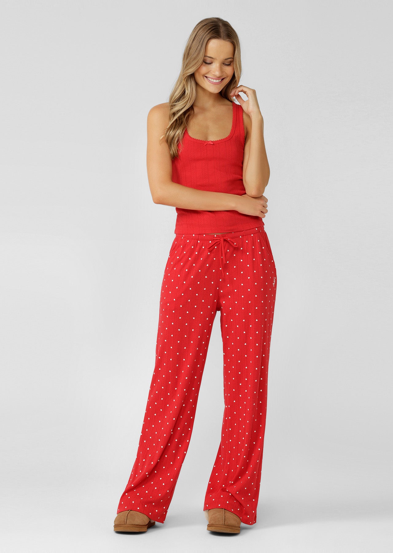 Lorna Jane Mi Amour Pointelle Tank - Rose Red