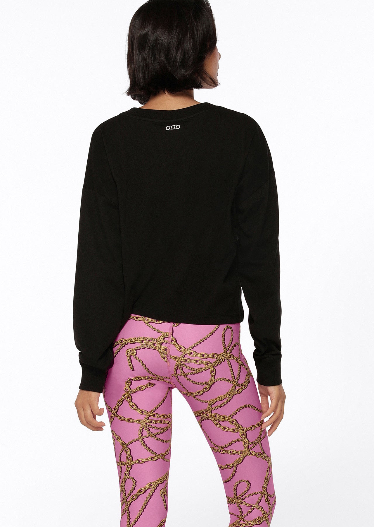 Lorna Jane Chain Cropped Long Sleeve Top - Black