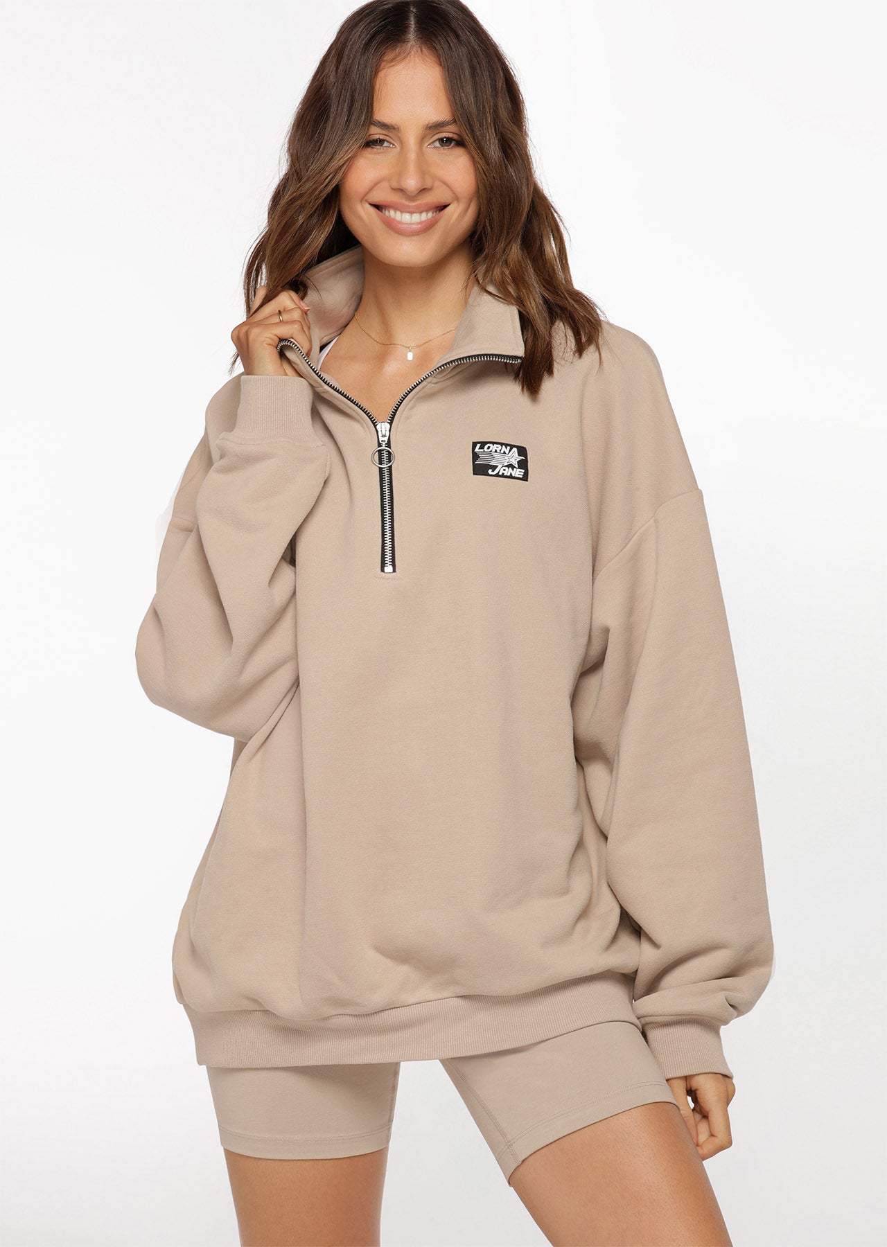 Lorna Jane LJ Sport Quarter Zip Sweat - Off White