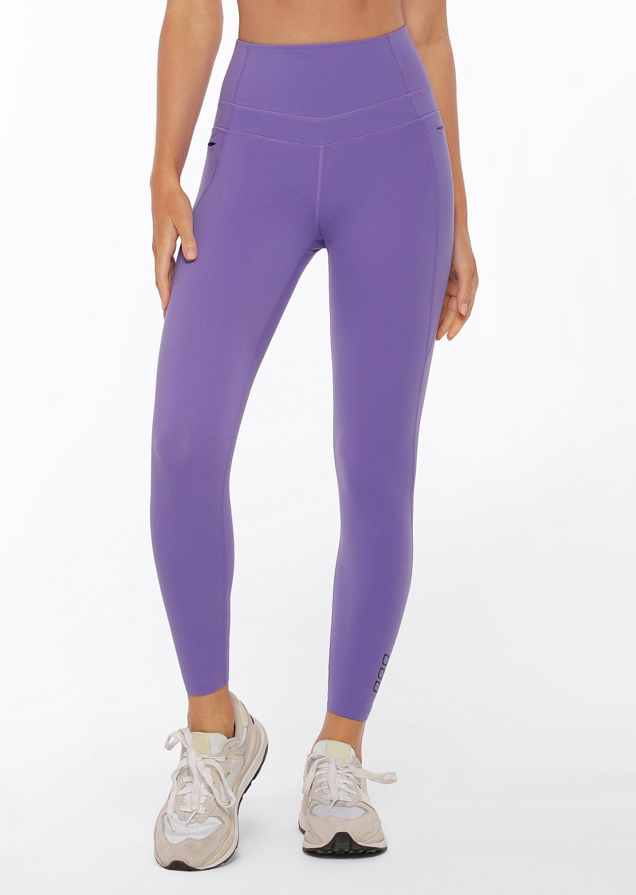 Lorna Jane Stomach Support Zip Phone Pocket Ankle Biter Leggings - Ultra Violet
