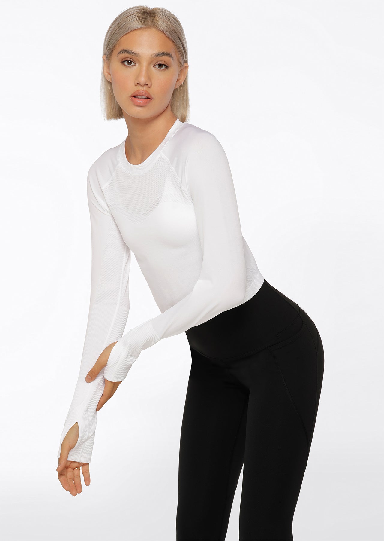 Lorna Jane Dynamic Seamless Cropped Long Sleeve Top - White