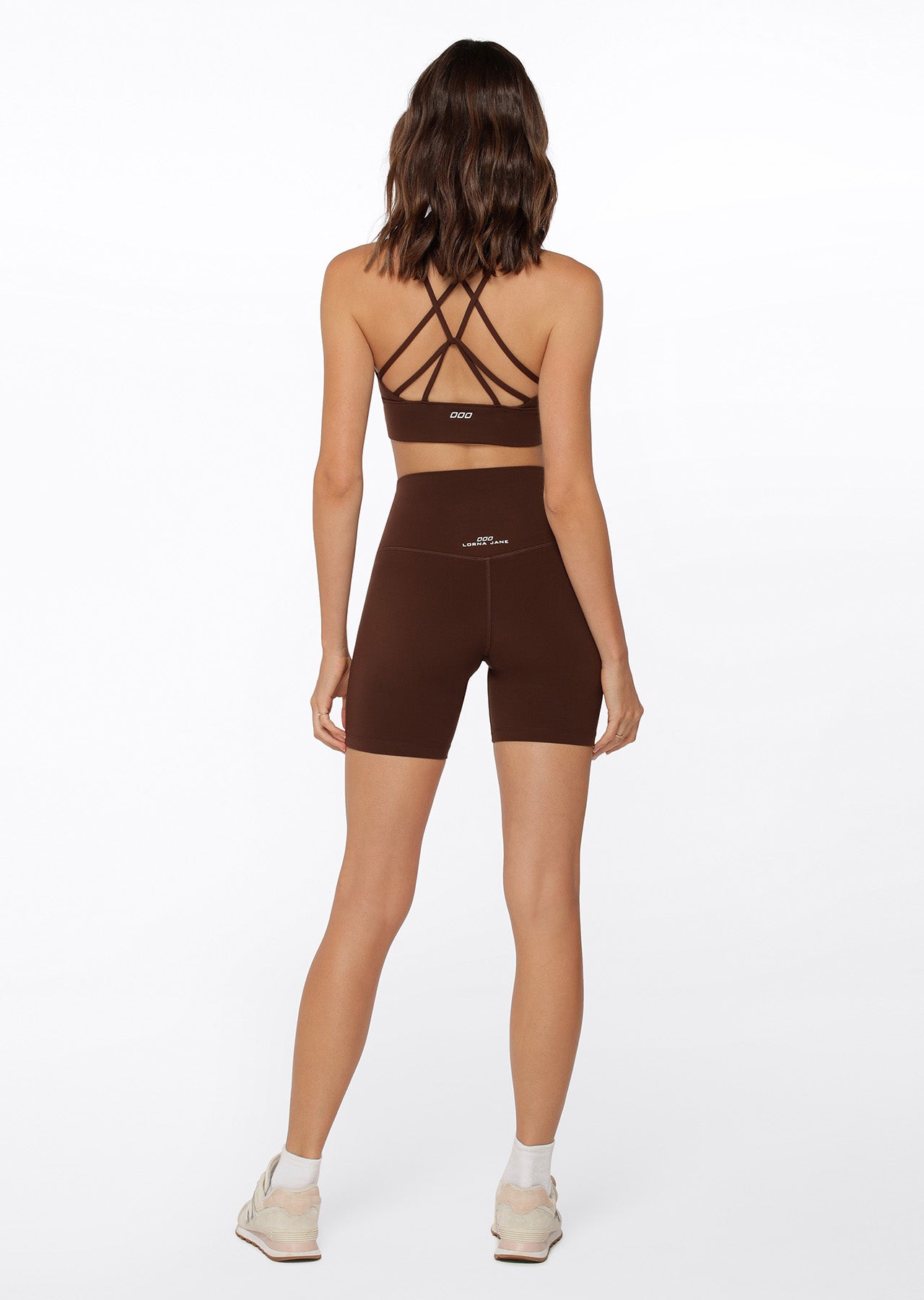 Lorna Jane Hi-Fold Lotus Bike Shorts - Espresso