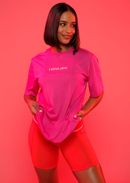 Lorna Jane Self Love Relaxed Tee - Bright Pink
