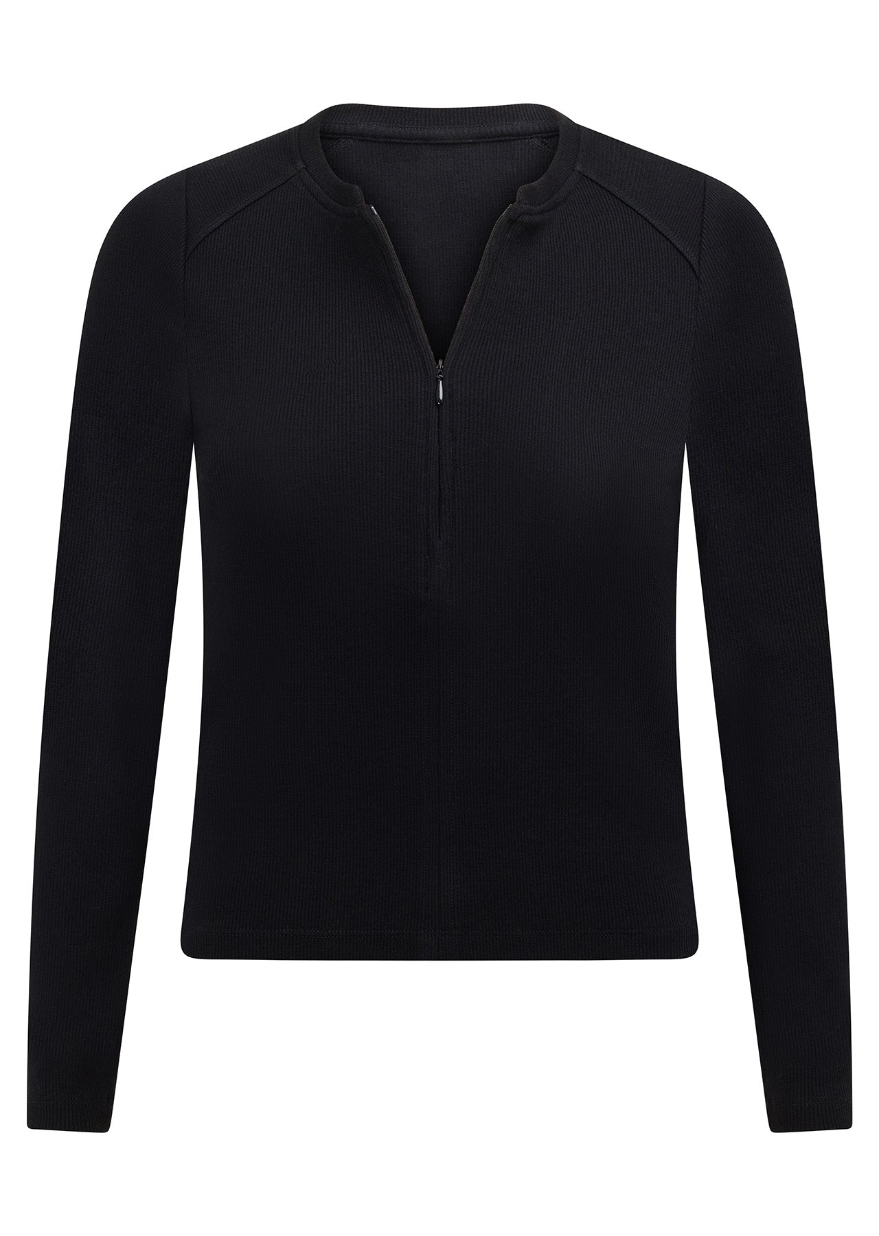 Lorna Jane Refined Half Zip Rib Long Sleeve Top - Black