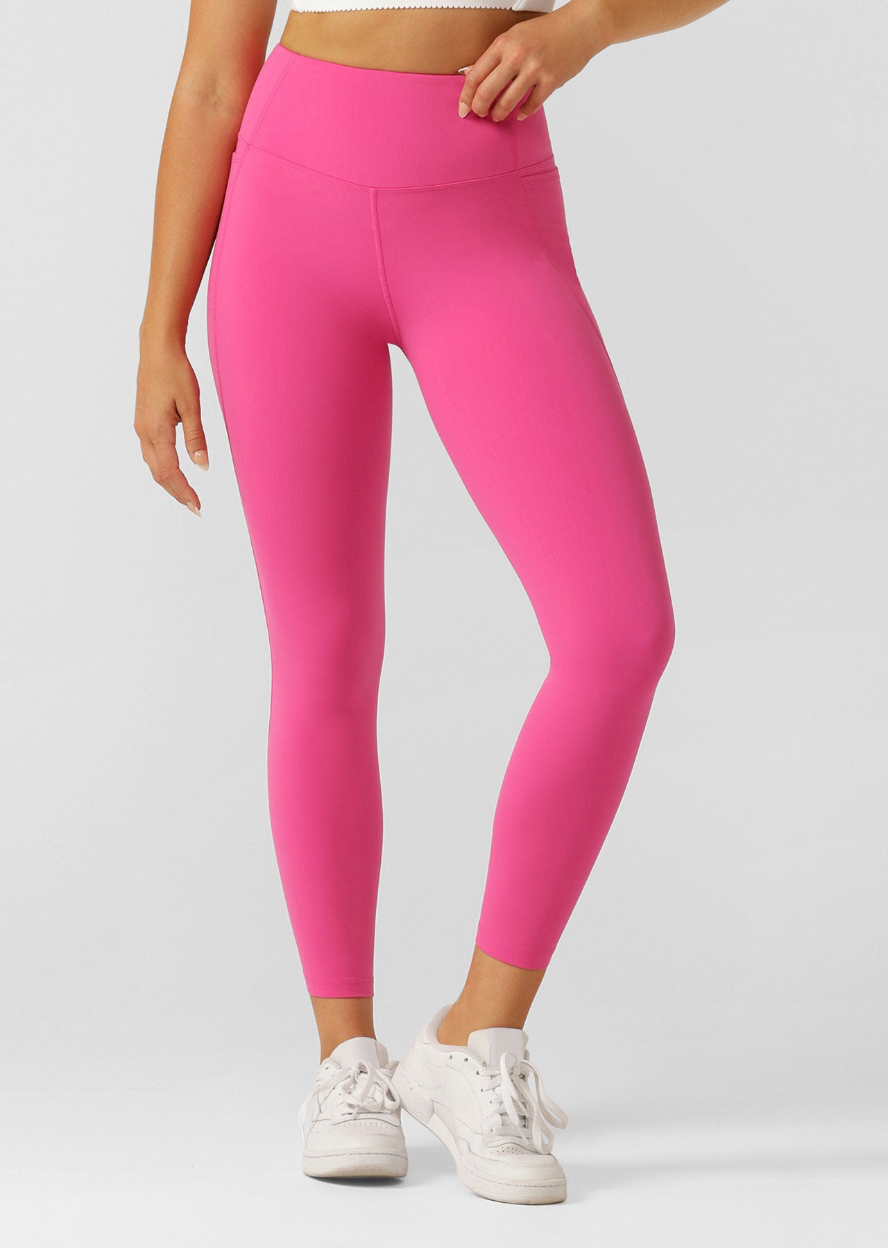 Lorna Jane Twist It No Chafe Pocket Ankle Biter Leggings - Bright Pink