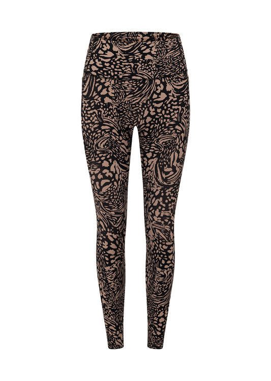 Lorna Jane Oasis Hi-Fold No Ride Pocket Ankle Biter Leggings - Neutral Abstract Print