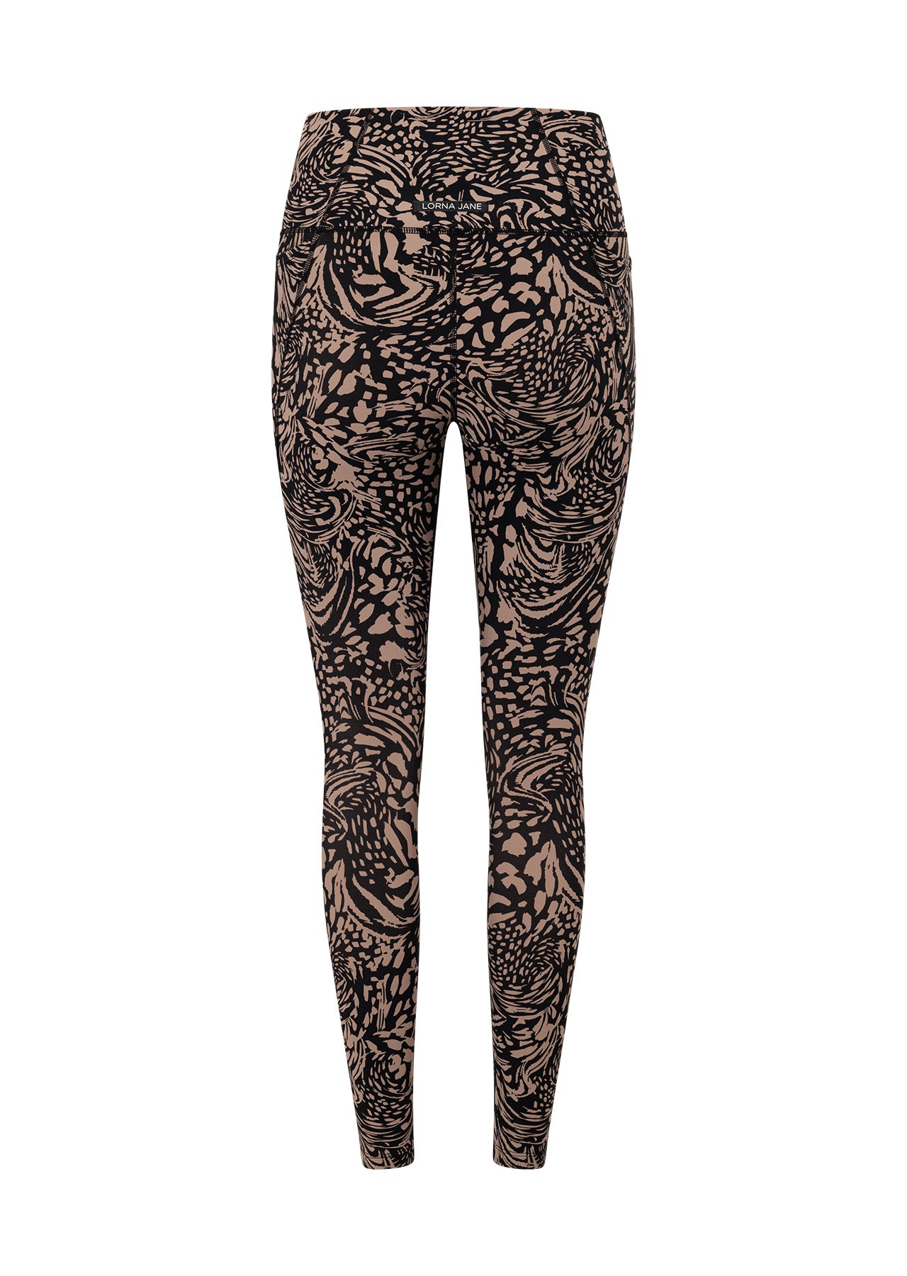 Lorna Jane Oasis Hi-Fold No Ride Pocket Ankle Biter Leggings - Neutral Abstract Print