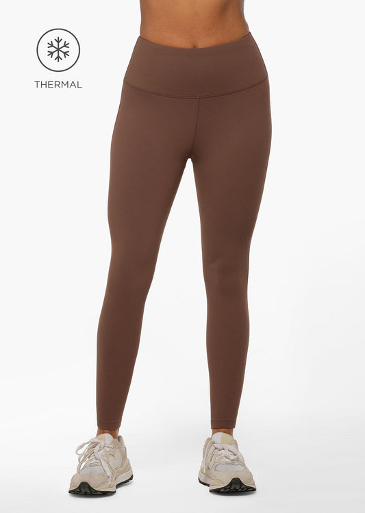 Lorna Jane All Day Lotus Thermal No Chafe Full Length Leggings - Chocolate