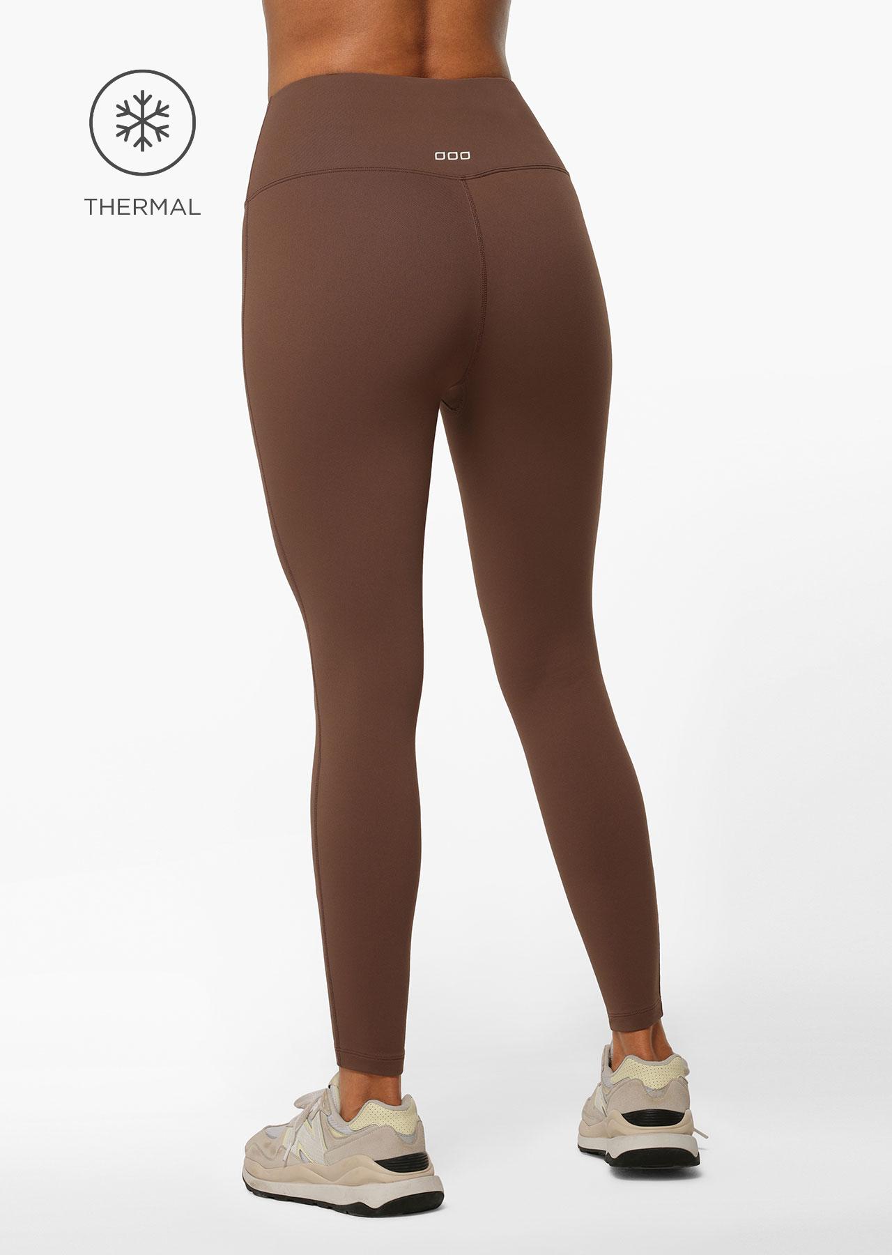 Lorna Jane All Day Lotus Thermal No Chafe Full Length Leggings - Chocolate