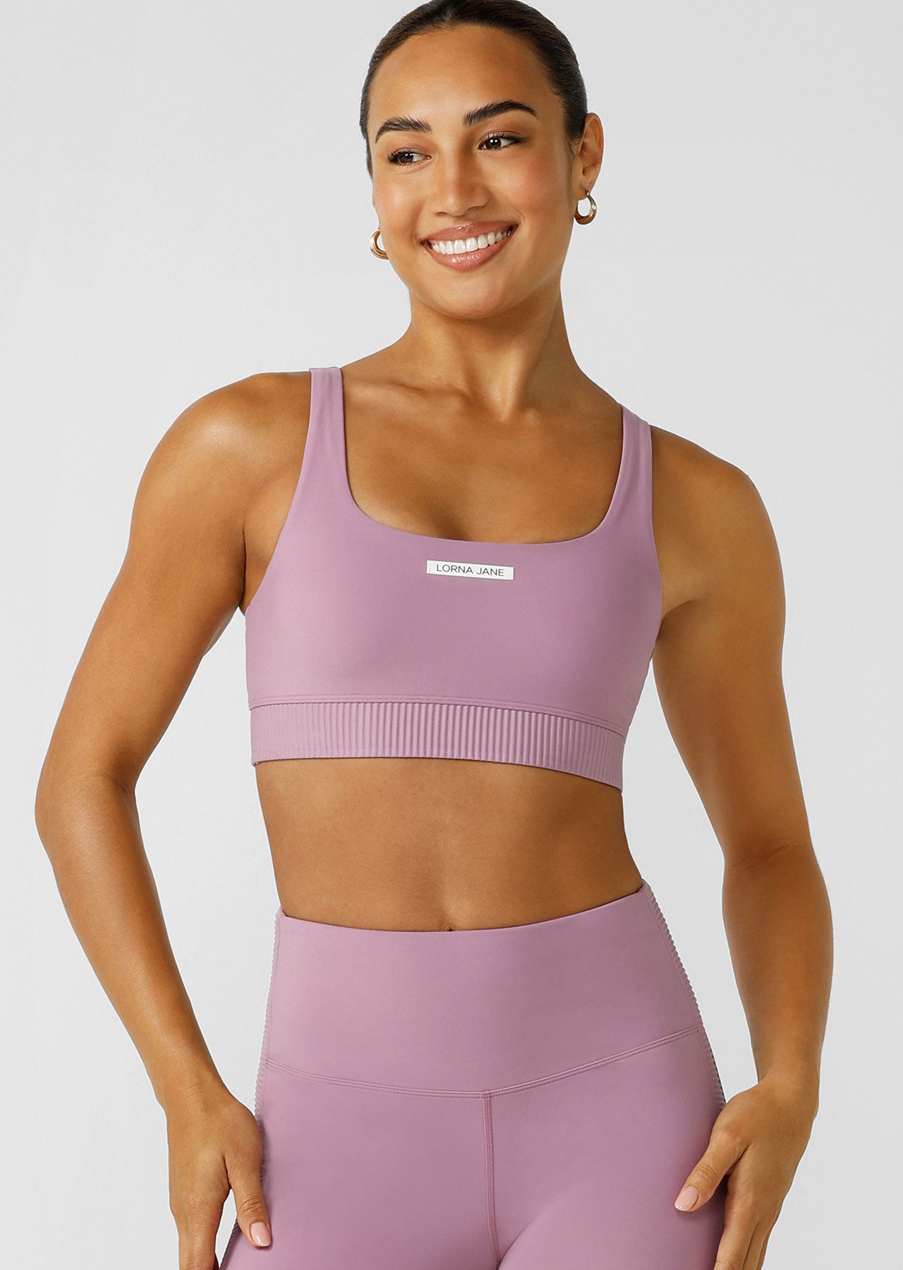 Lorna Jane Grande Rib Sports Bra - New Orchid