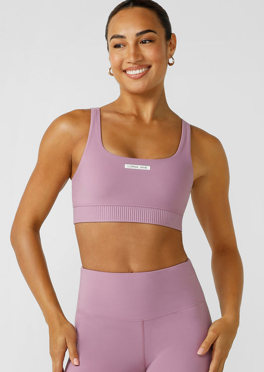 Lorna Jane Grande Rib Sports Bra - New Orchid
