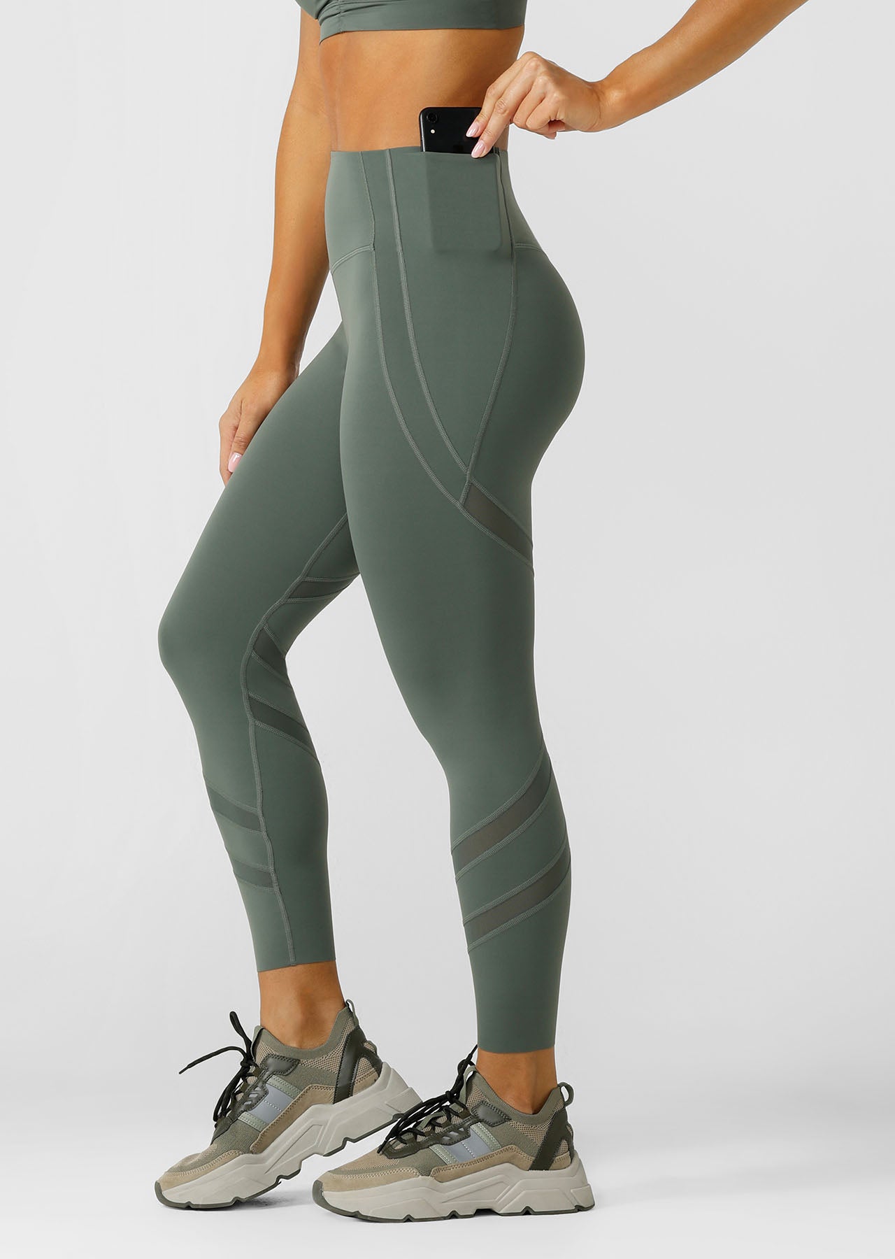 Lorna Jane Formation 2-Pocket Recycled Ankle Biter Leggings - Agave Green