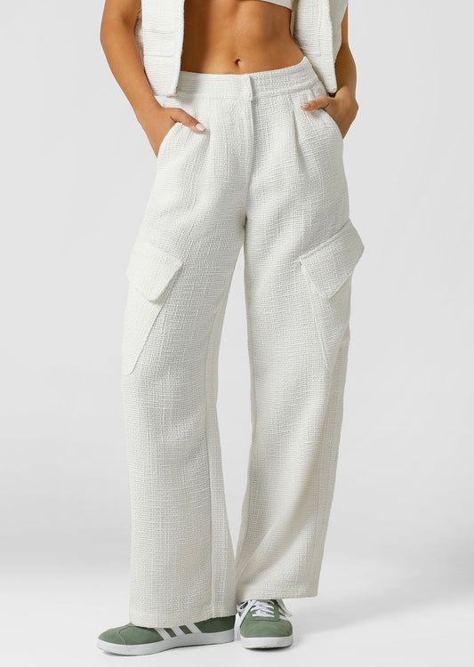 Lorna Jane Apres Sport Boucle Cargo Pants - Porcelain